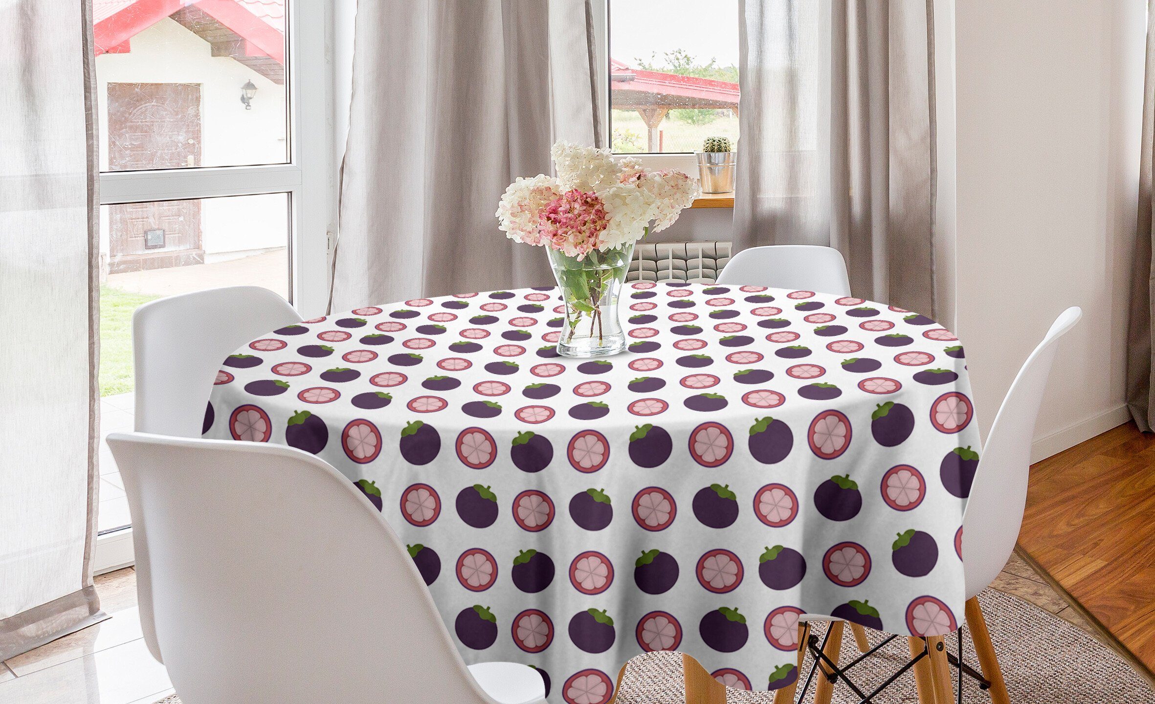 Abakuhaus Tischdecke Kreis Tischdecke Abdeckung für Esszimmer Küche Dekoration, Obst Healty Halbieren Beeren Muster