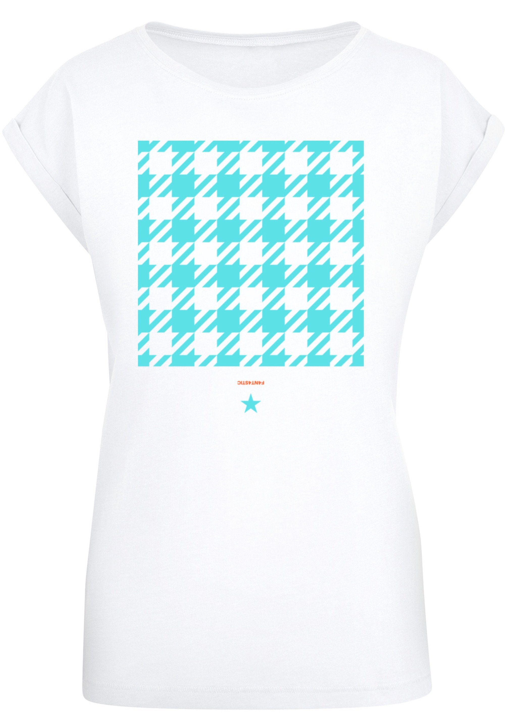 170 groß trägt Größe blau und ist Model cm Das Hahnentritt T-Shirt M Karo Print, F4NT4STIC