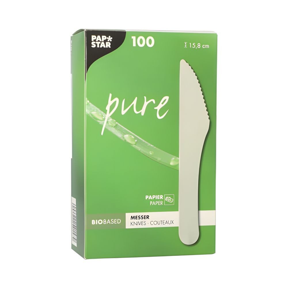 PAPSTAR Einwegmesser Messer, Papier pure 15,8 cm weiss 100 Stk