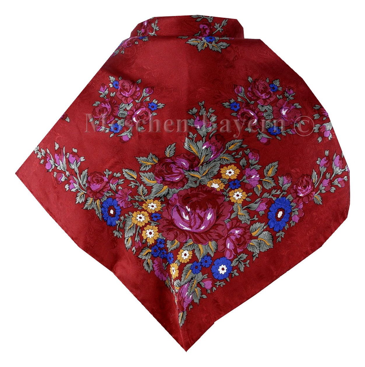 Moschen-Bayern Halstuch Halstuch Damen Nickituch Seidentuch Seidenhalstuch Rot Beige Rosen