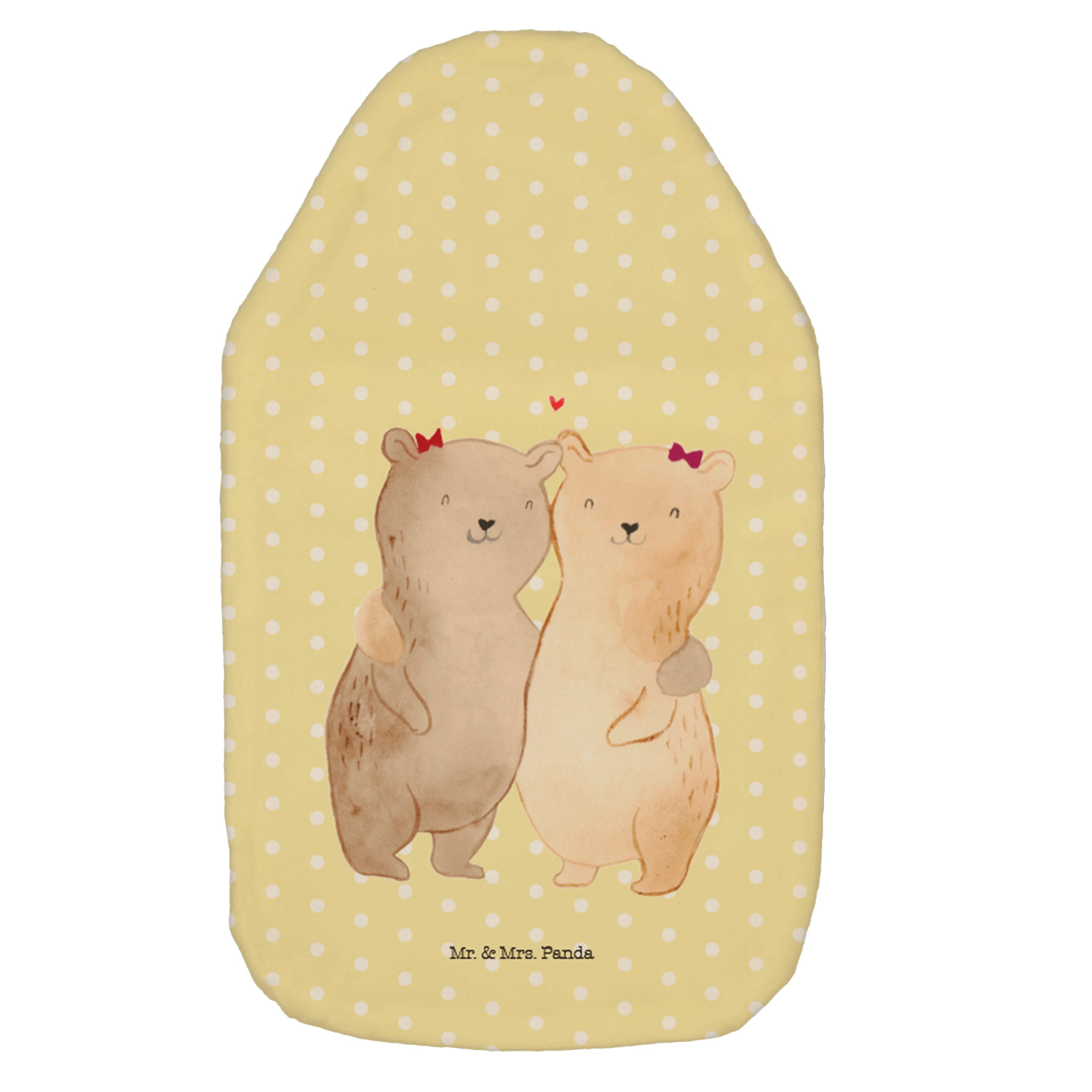 Mr. & Mrs. Panda Wärmflasche Bären Schwestern - Gelb Pastell - Geschenk, Familie, kleine Schwester, (1-tlg), Flauschiger Bezug