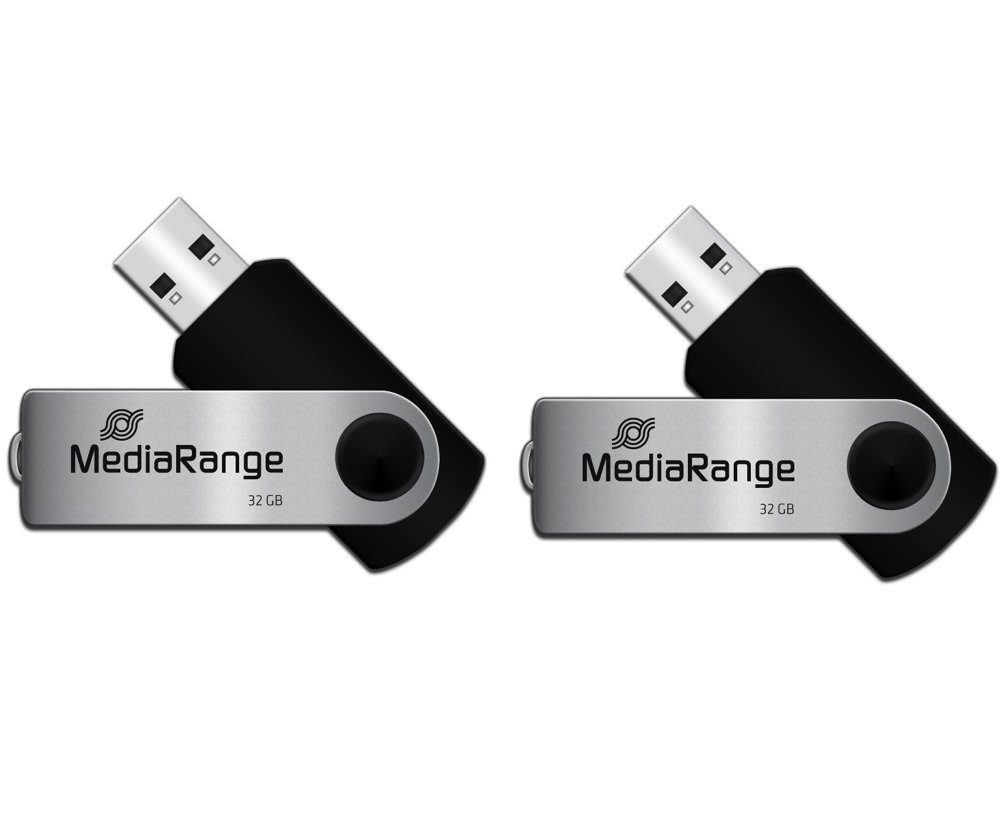 Mediarange Mediarange USB Stick 32GB Speicherstick Swivel Swing silber 2er Pack USB-Stick – Bild 2 von 2