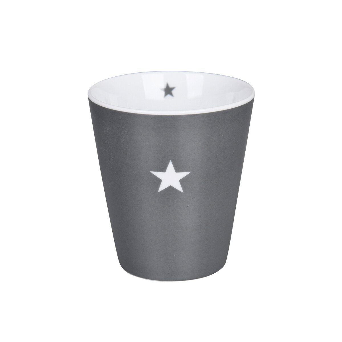 Krasilnikoff Becher Happy Mug Colourful Star, Porzellan dunkelgrau | Becher