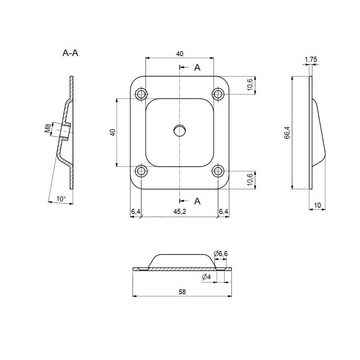 SO-TECH® Möbelfuß 4 Stück 10° Tischbeinverbinder für Möbelbeine mit M8-Gewinde, (4-St), Möbelverbinder schräg