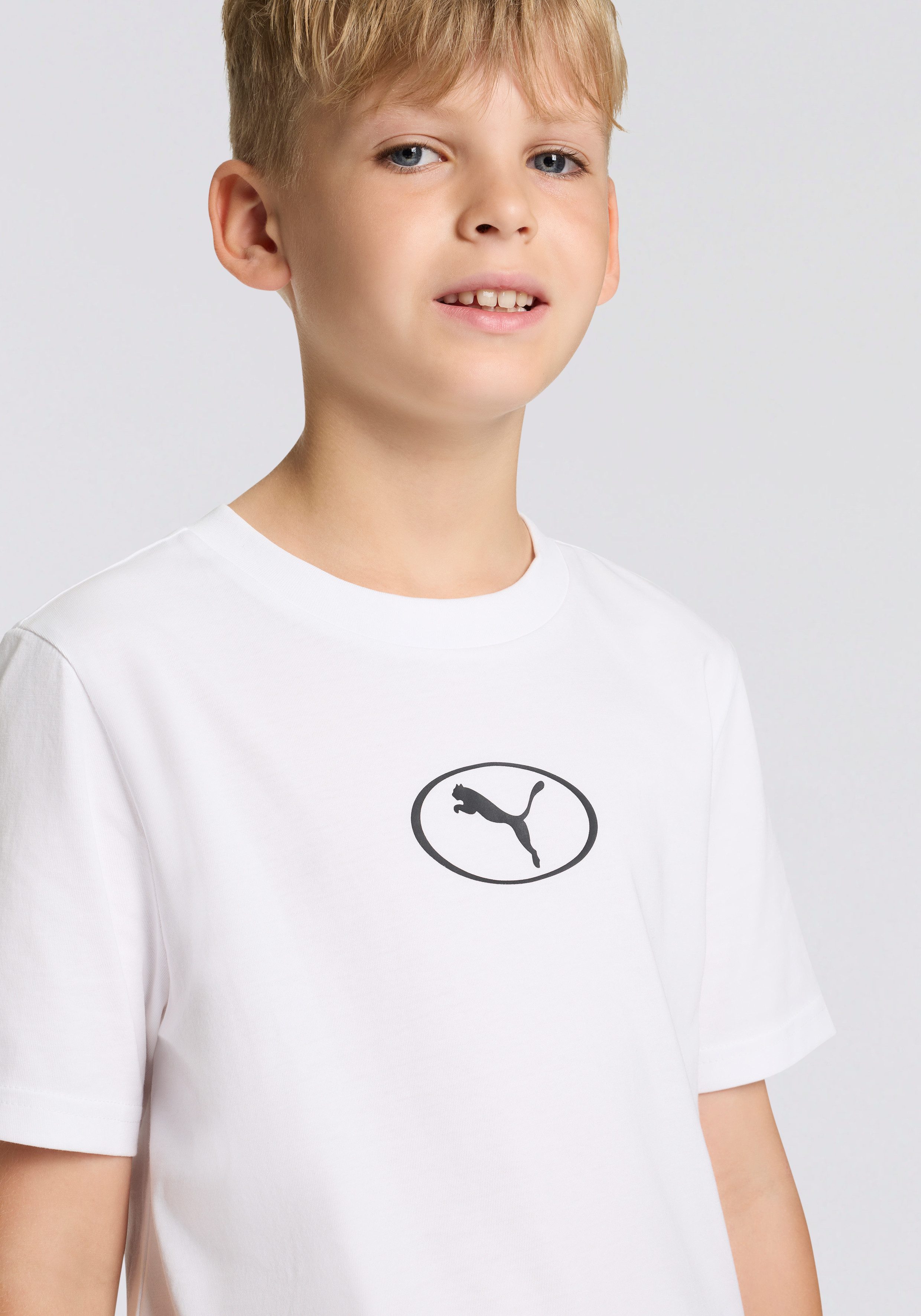 PUMA T-Shirt SPORT RIB COLLAR TEE B Kurzarm, Rundhalsausschnitt, aus Jersey-Material