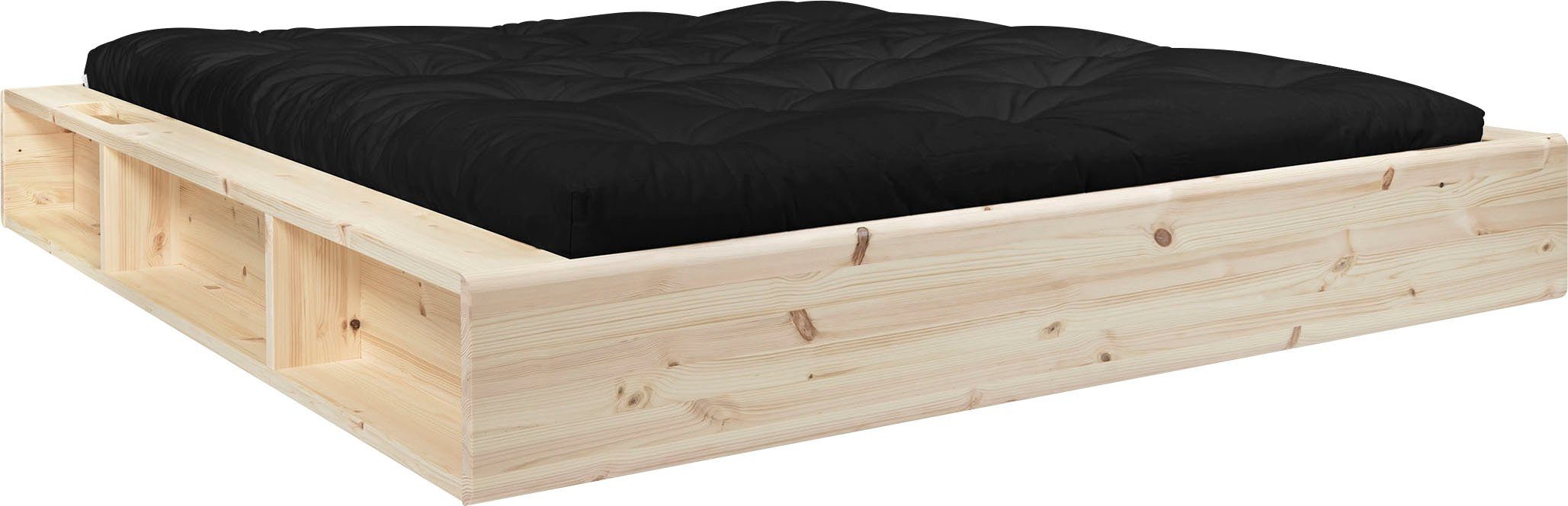 Karup Design Futonbett Ziggy, in mehreren Breiten, zertifiziertes Massivholz, praktische Ablagefläche neben der Matratze, viel Stauraum