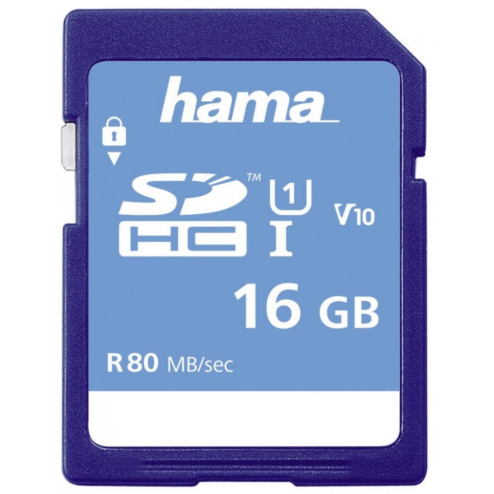 Hama Hama SDHC Class 10 UHS-I 16GB Speicherkarte. Speicherkarte (16GB GB, Mit Schreibschutzschalter)