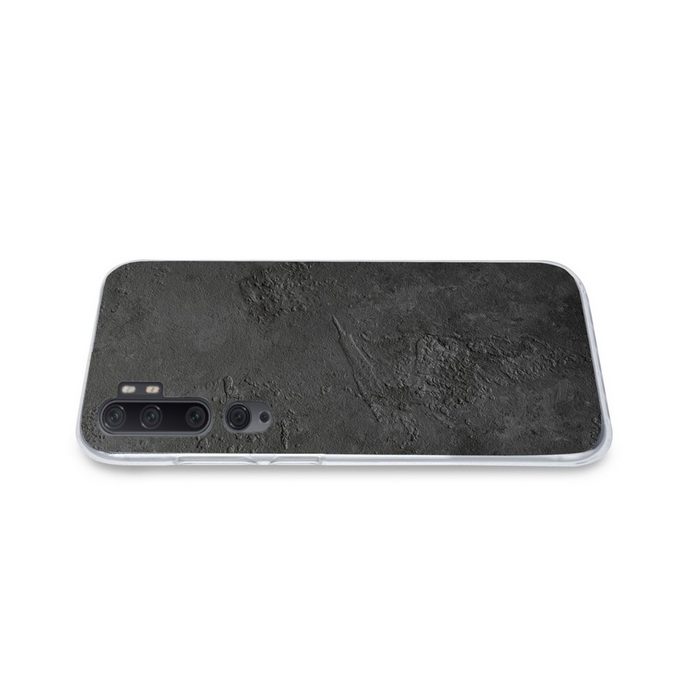 MuchoWow Handyhülle Beton - Strukturiert - Industriell - Schwarz - Grau Phone Case Handyhülle Xiaomi Mi Note 10 Silikon Schutzhülle