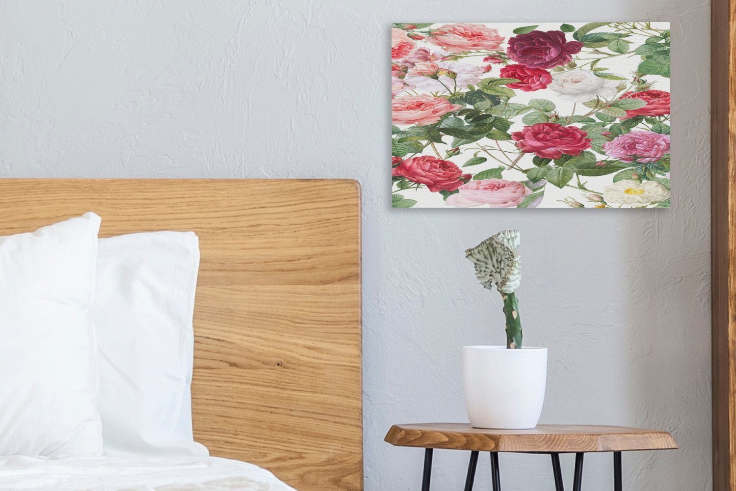 Wandbild - Aufhängefertig, Wanddeko, St), Weiß Blumen (1 30x20 cm Leinwandbilder, OneMillionCanvasses® - Violett, Rosa - Leinwandbild