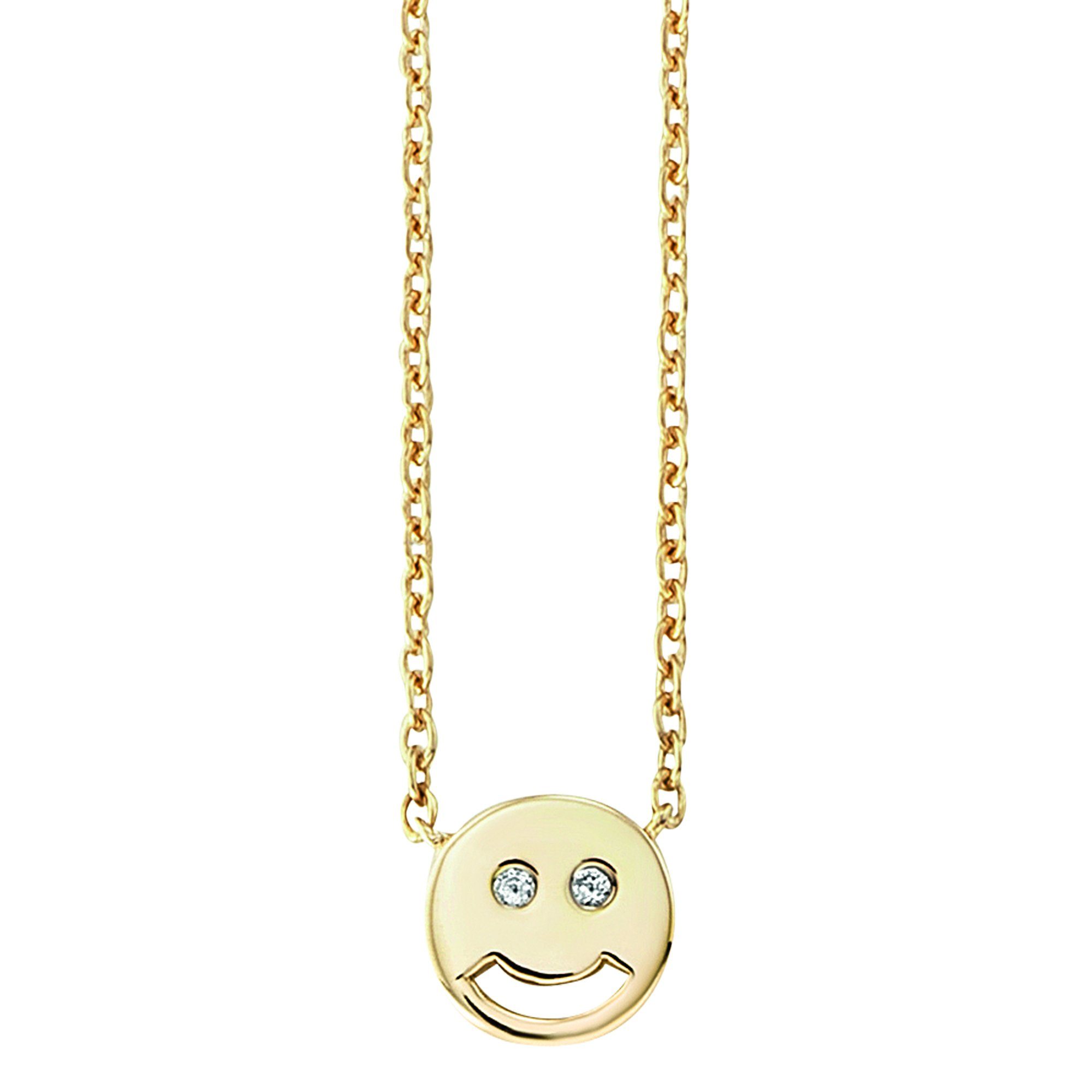 CAÏ Collierkettchen 925/- Sterling Silber vergoldet Zirkonia Smile