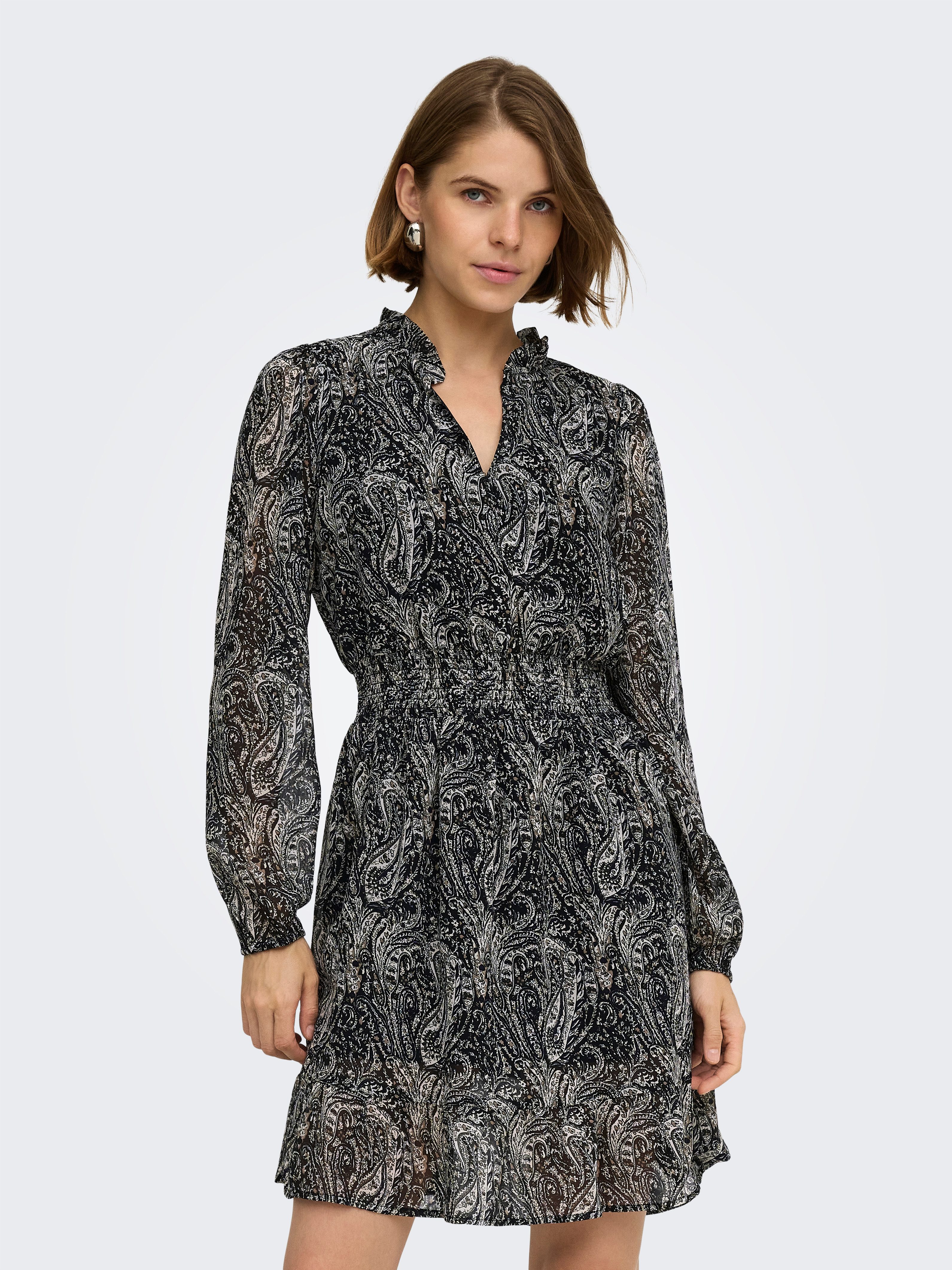 ONLY Chiffonkleid ONLCAROLINE L/S SHORT DRESS WVN NOOS Polyester