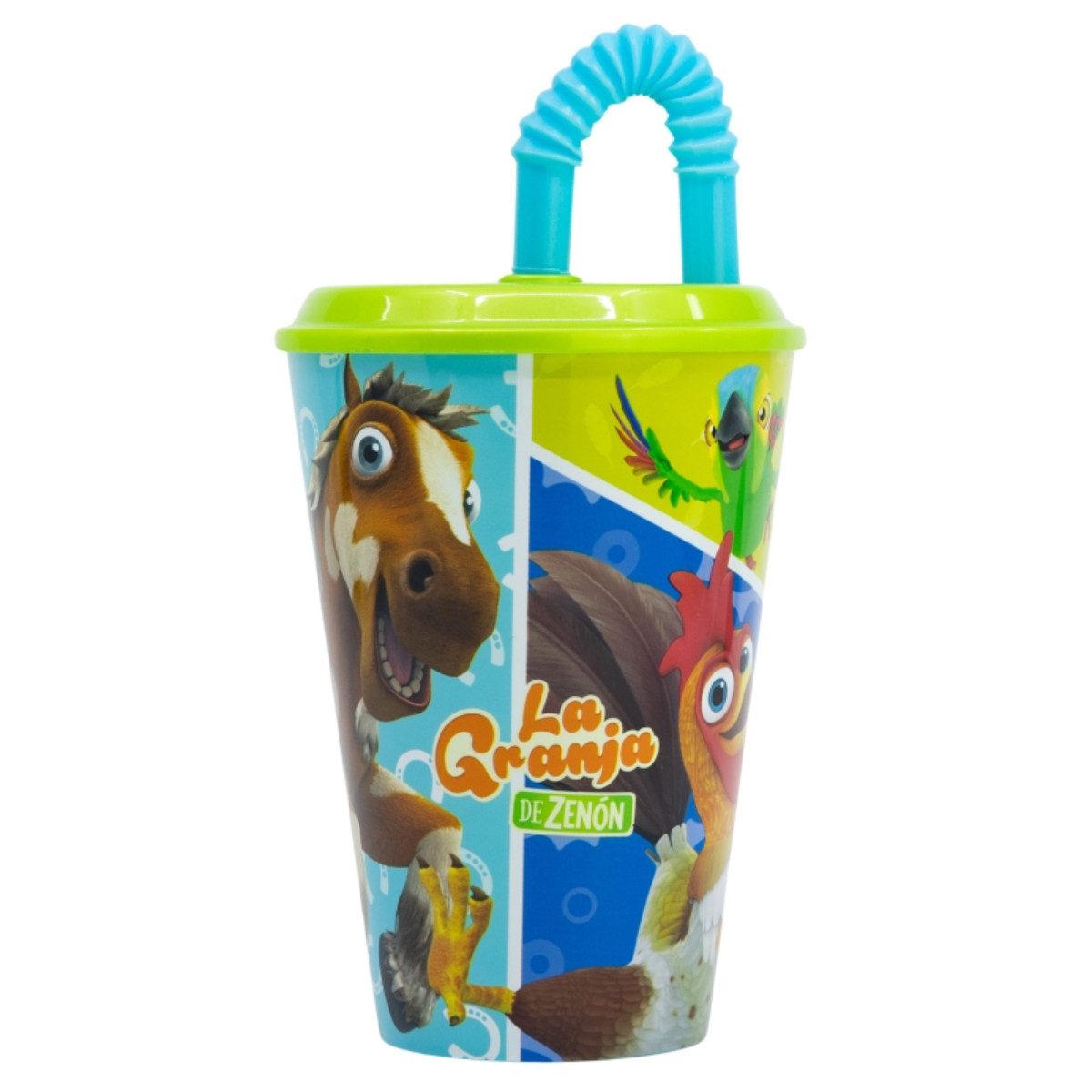Trinkflasche Trinkbecher 430 ml mit Deckel und Strohhalm