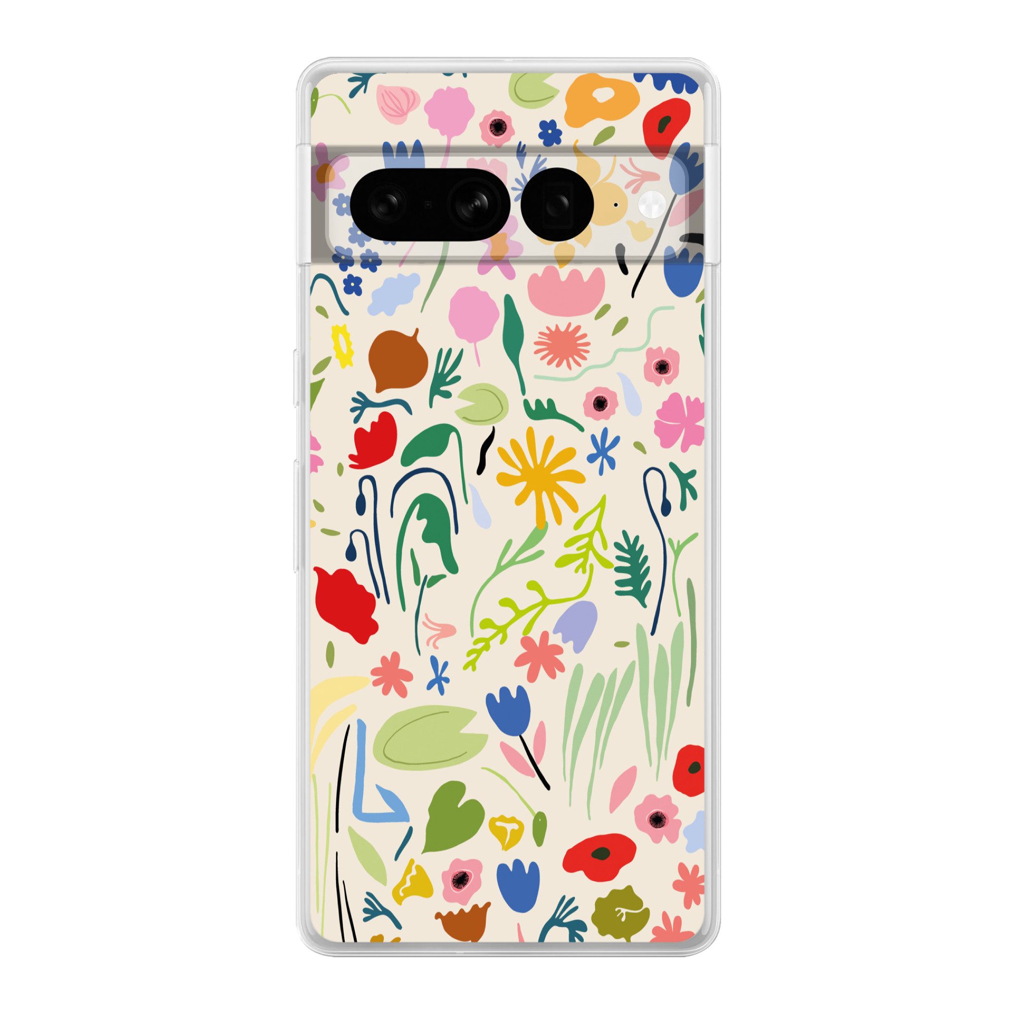 MuchoWow Handyhülle für Google Pixel 7 Pro Blumen - Muster - Pflanzen, Phone Case, Silikon, Schutzhülle Dünn