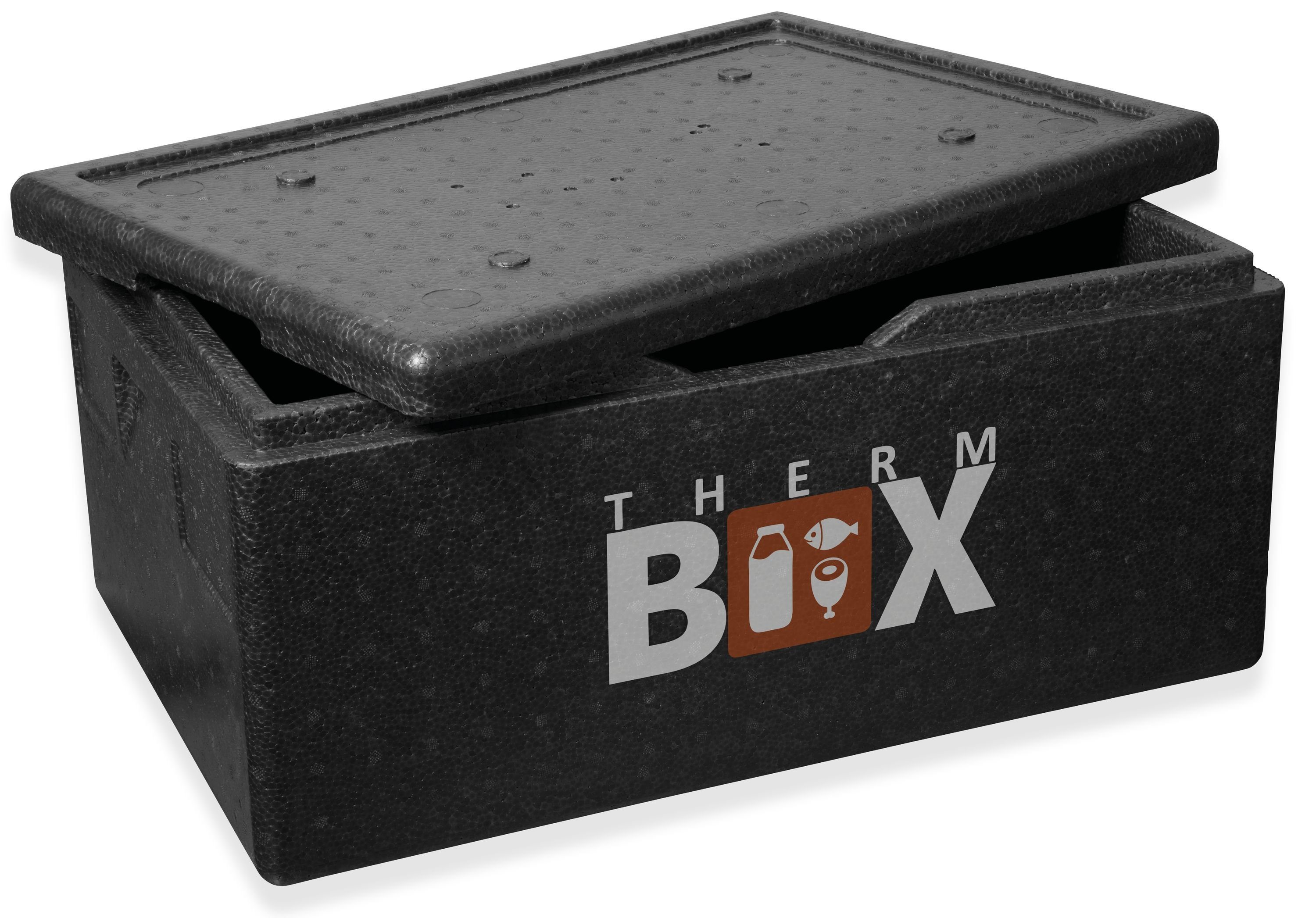 THERM-BOX Thermobehälter Profibox Gastro GN 40L Innenmaß: 53,9x34x21,9cm Wiederverwendbar, Styropor-Piocelan, (1, 0-tlg., Box mit Deckel im Karton), Isolierbox Thermobox Kühlbox Warmhaltebox Styroporbox