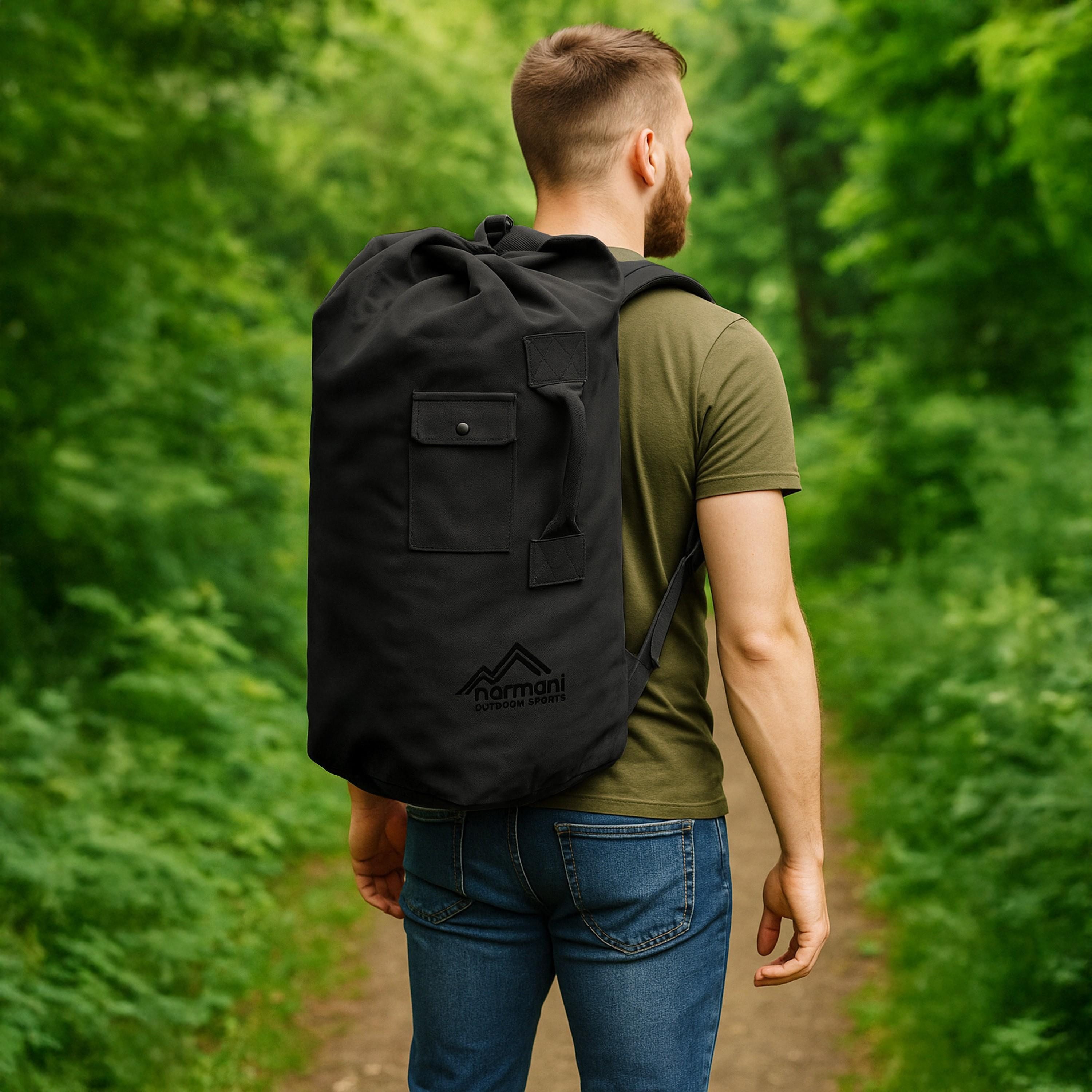 normani Packsack Canvas-Seesack 90 l Submariner 90, Duffle Bag Rucksack mit Doppelgurt und Metallverschluss – Bild 4 von 4