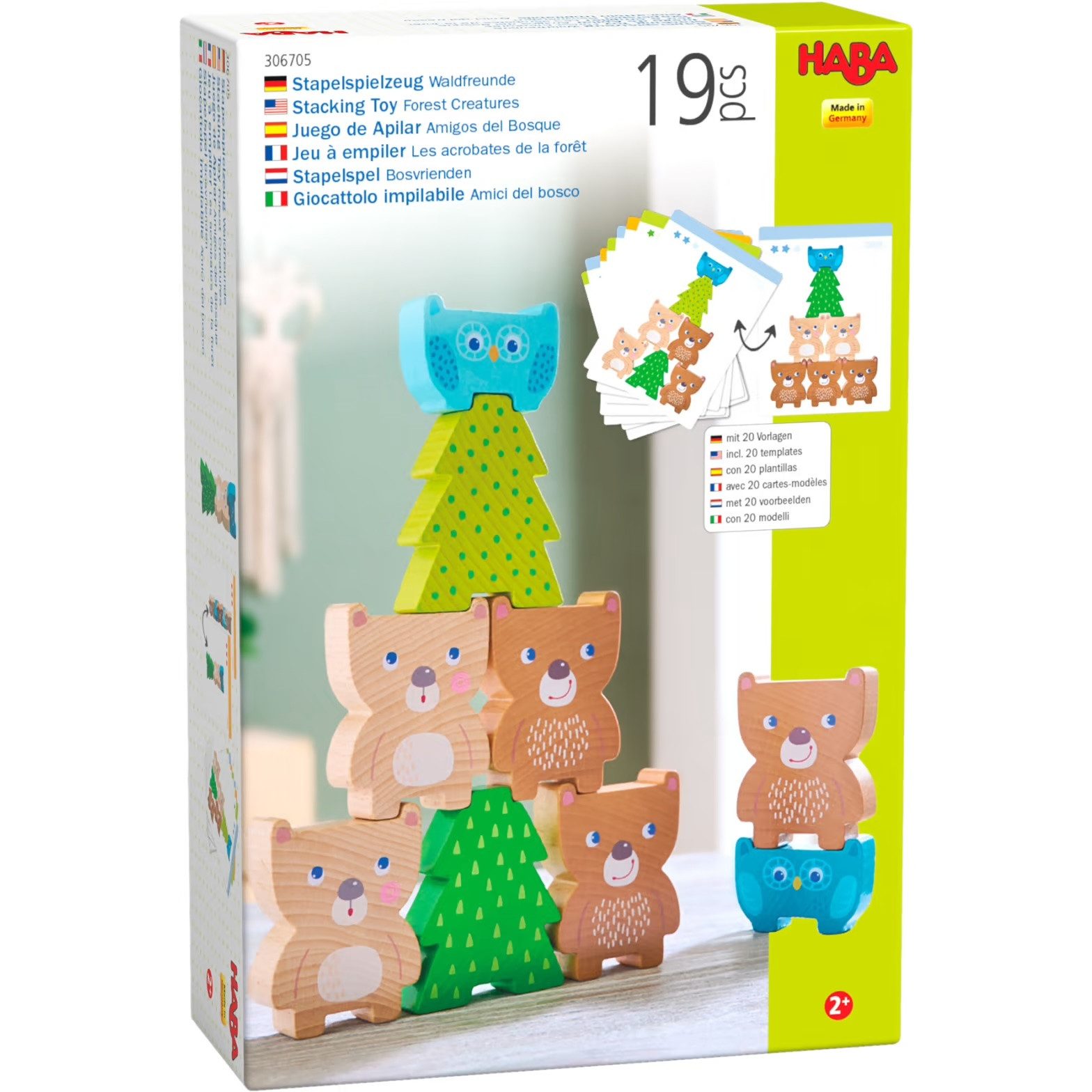 Haba Stapelspielzeug Waldfreunde Holzstapelspiel, (Set, 19-tlg), vielfältige kreative Stapelmöglichkeiten