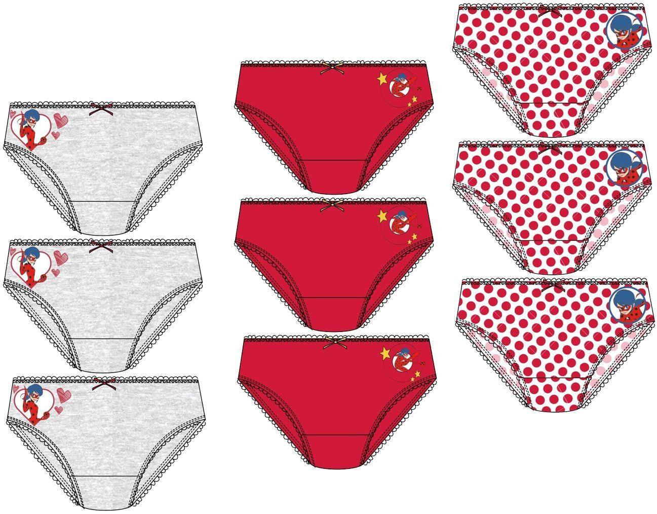 Slip Miraculous 9X Mädchen Slips Unterhosen Ladybug MEGAPACK Set Kinderslips Alter 5 6 8 10 Jahre Schlüpfer Unterwäsche Gr.110 116 128 140