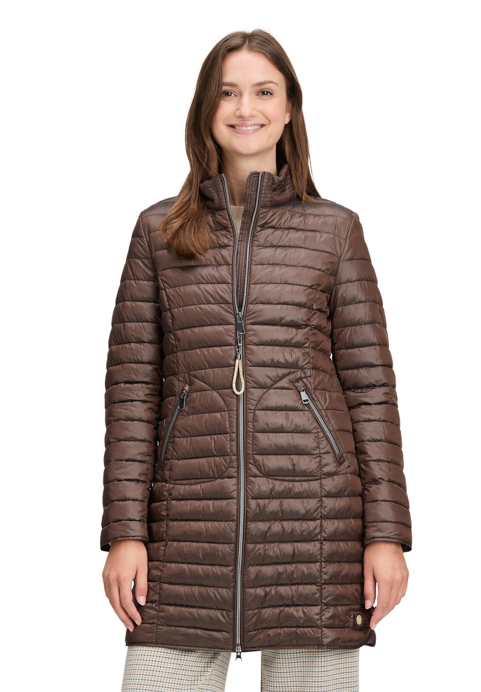 Cartoon Steppjacke Damen Steppjacke mit Reißverschlusstaschen günstig online kaufen