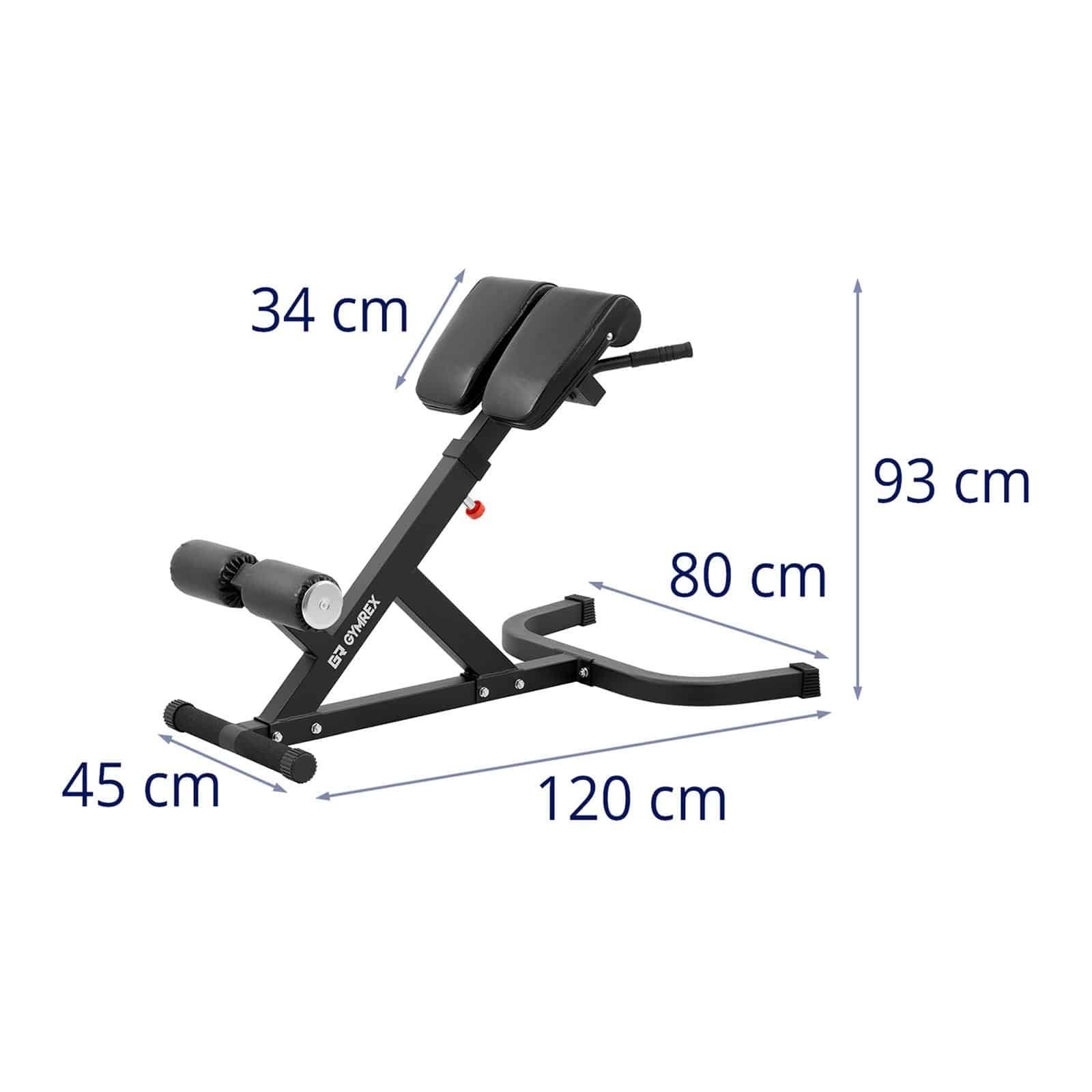 Stahl und Hantelbank Gymrex kg Rückentrainer Rückentrainer gepolstert Bauch- 100