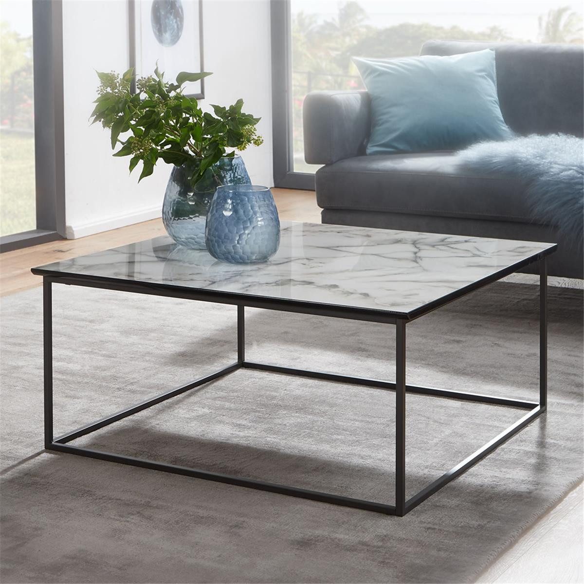 Lomadox Couchtisch, quadratisch mit Marmor-Optik schwarzes günstig online kaufen