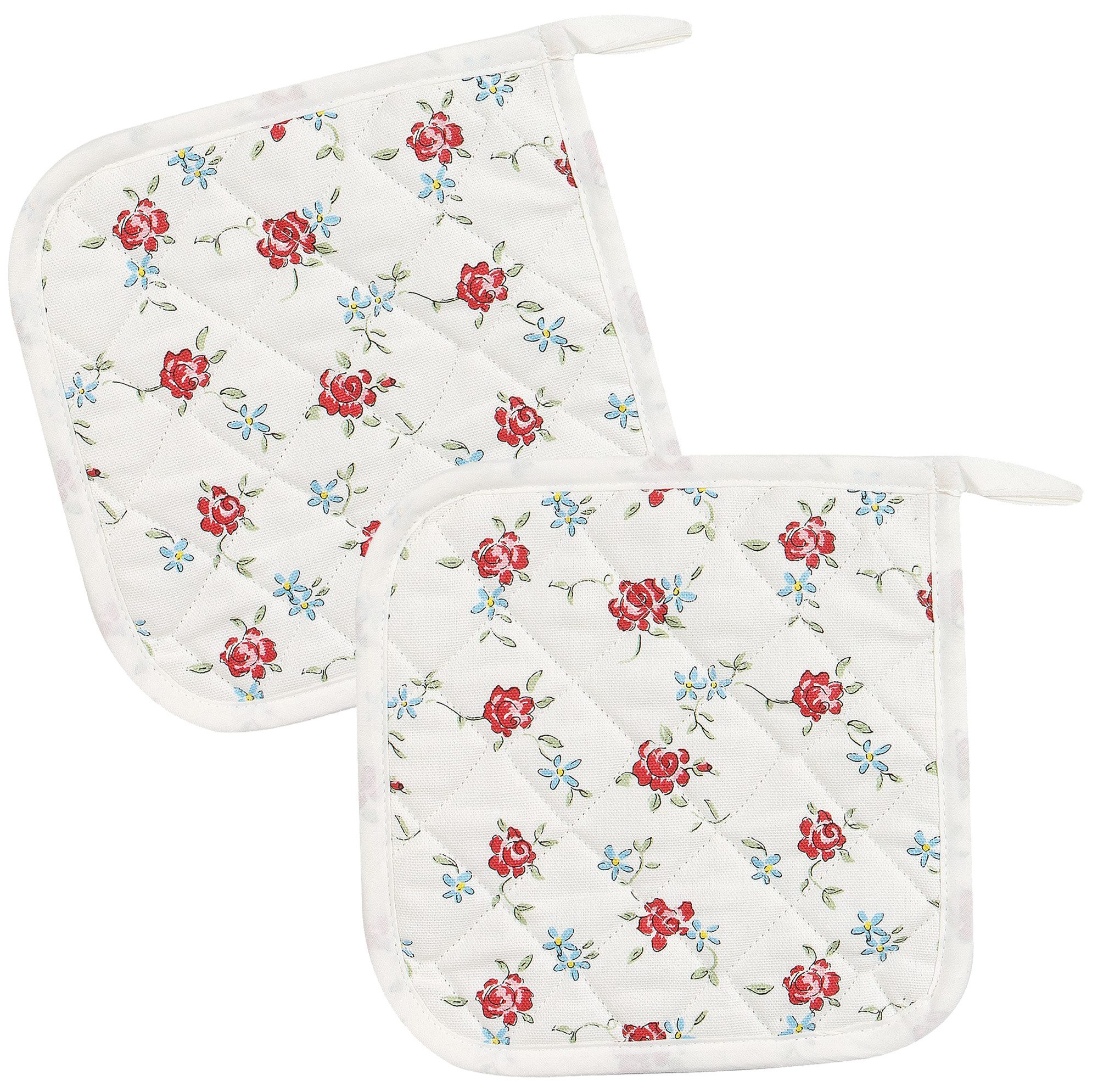 Kracht Topflappen Röschen, (2-tlg., 2-teilig), 2er Set Topflappen, wattiert, ca. 22x22 cm