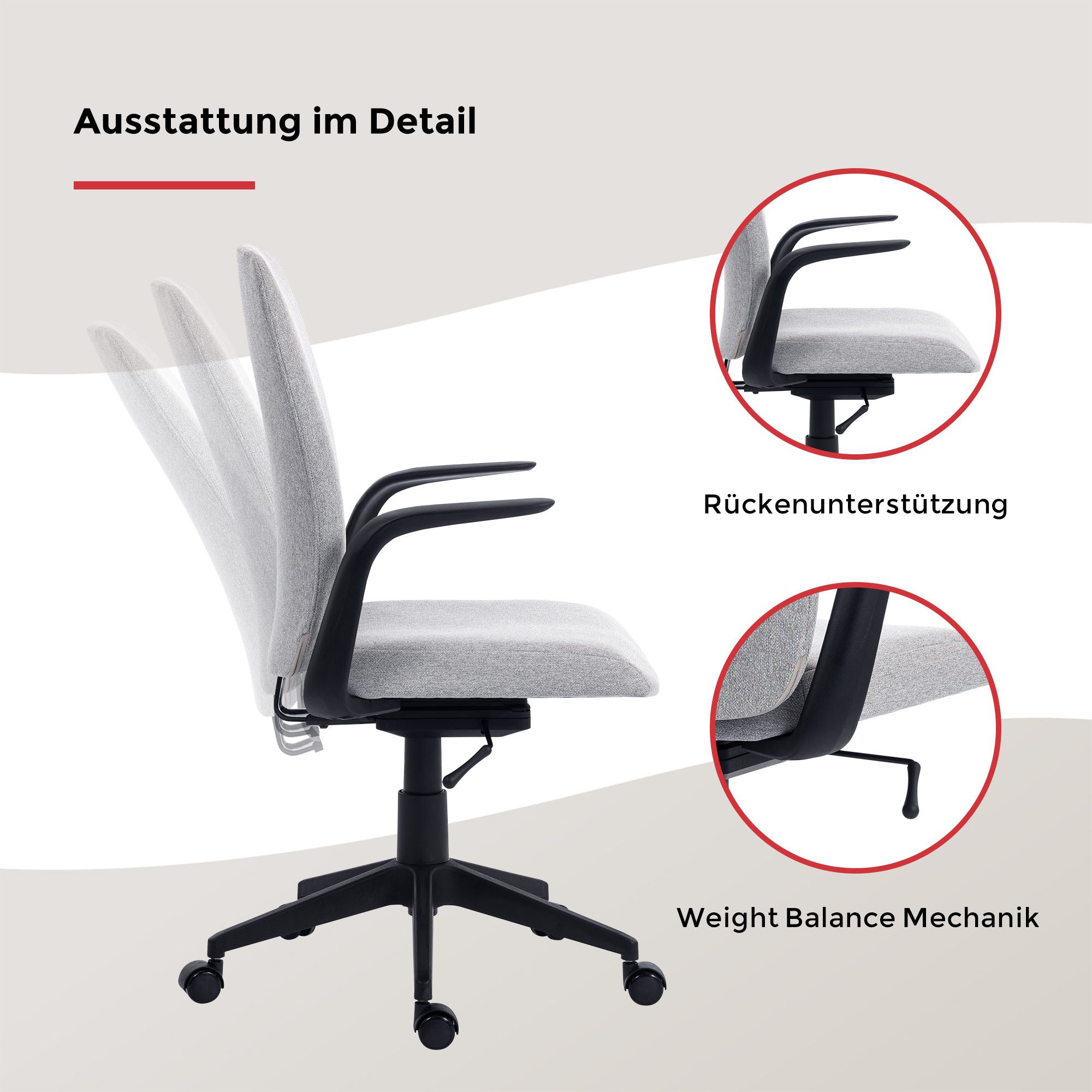 Duo Collection Drehstuhl Floris (1 St), Weight Balance Mechanik - passt sich jedem Körpergewicht an