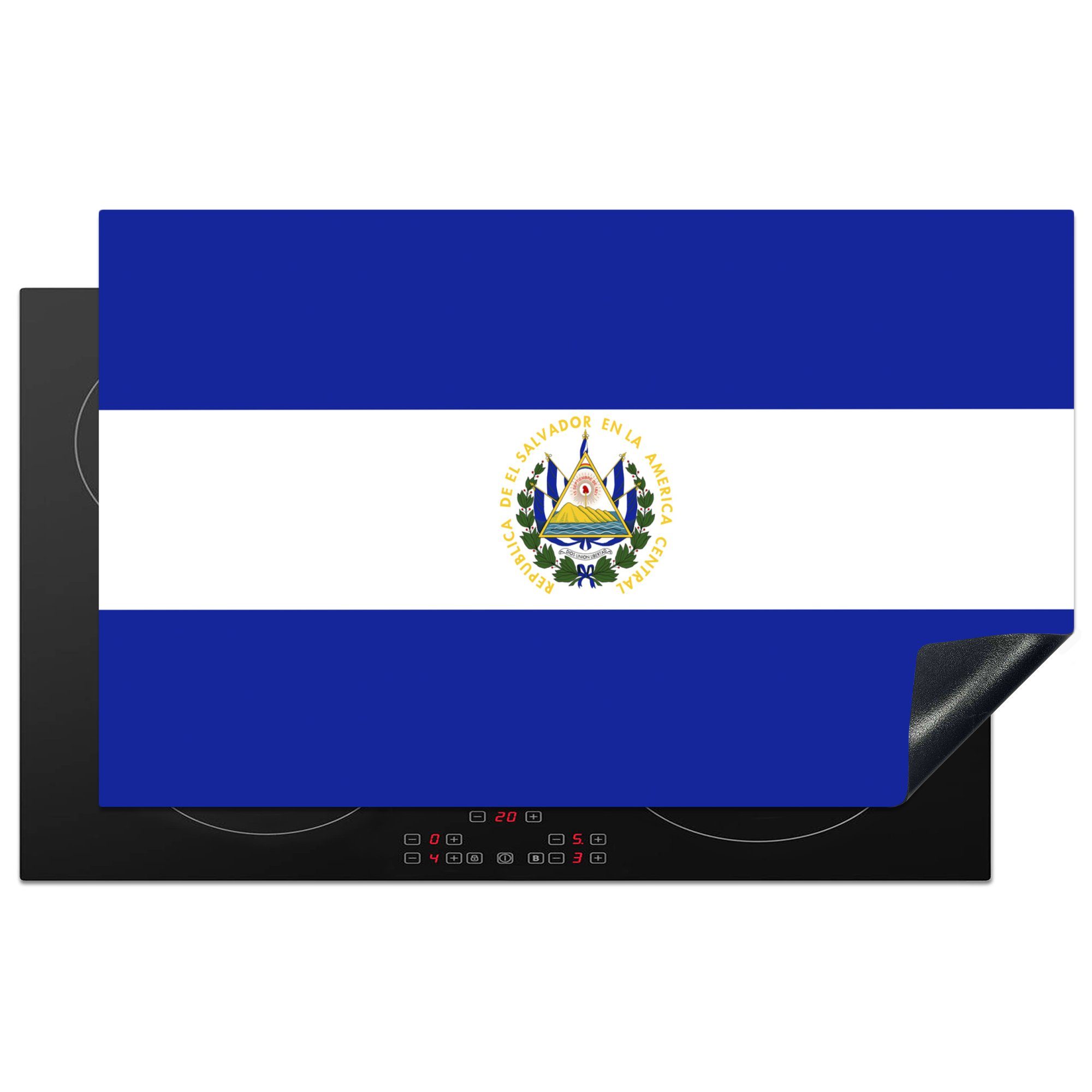 MuchoWow Herdblende-/Abdeckplatte Flagge von El Salvador, Vinyl, (1 tlg), 83x51 cm, Ceranfeldabdeckung, Arbeitsplatte für küche