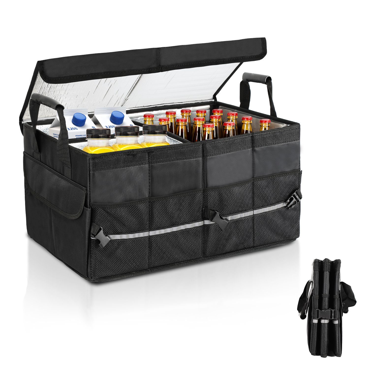 Lospitch Klappbox Kofferraumtasche Faltbox Trennwände wasserdicht Organizer  mit Deckel, Einfache Installation,Zusammenklappbar, Wasserfest, mit