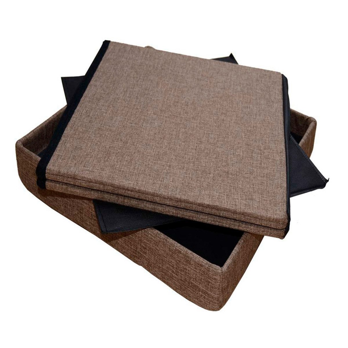 style home Sitzhocker mit Stauraum faltbare Sitzwürfel, Sitzbank Fußhocker für Wohnzimmer Schlafzimmer, Leinen, Braun – Bild 4 von 5