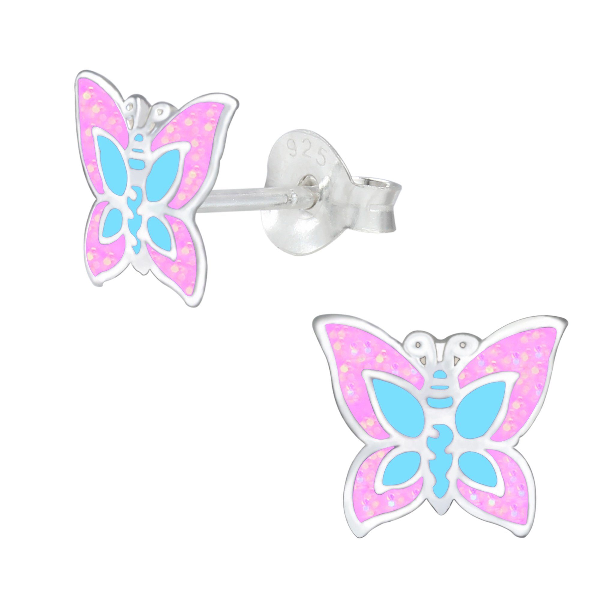 schmuck23 Paar Ohrstecker Kinder Ohrringe Schmetterling 925 Silber, Kinderschmuck Mädchen Geschenk echte Silberohrringe