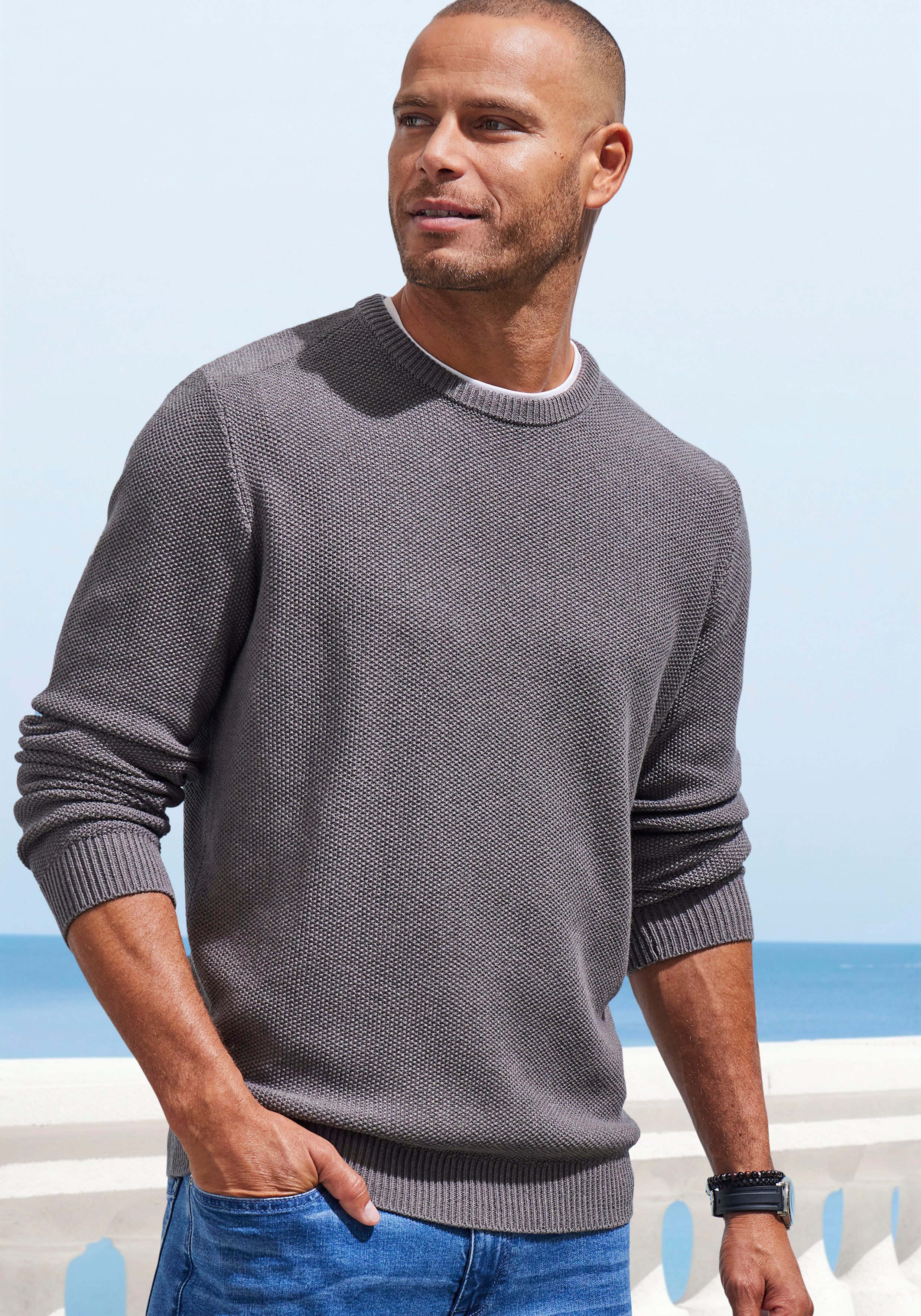 John Devin Strickpullover Pullover in modischer Strickstruktur