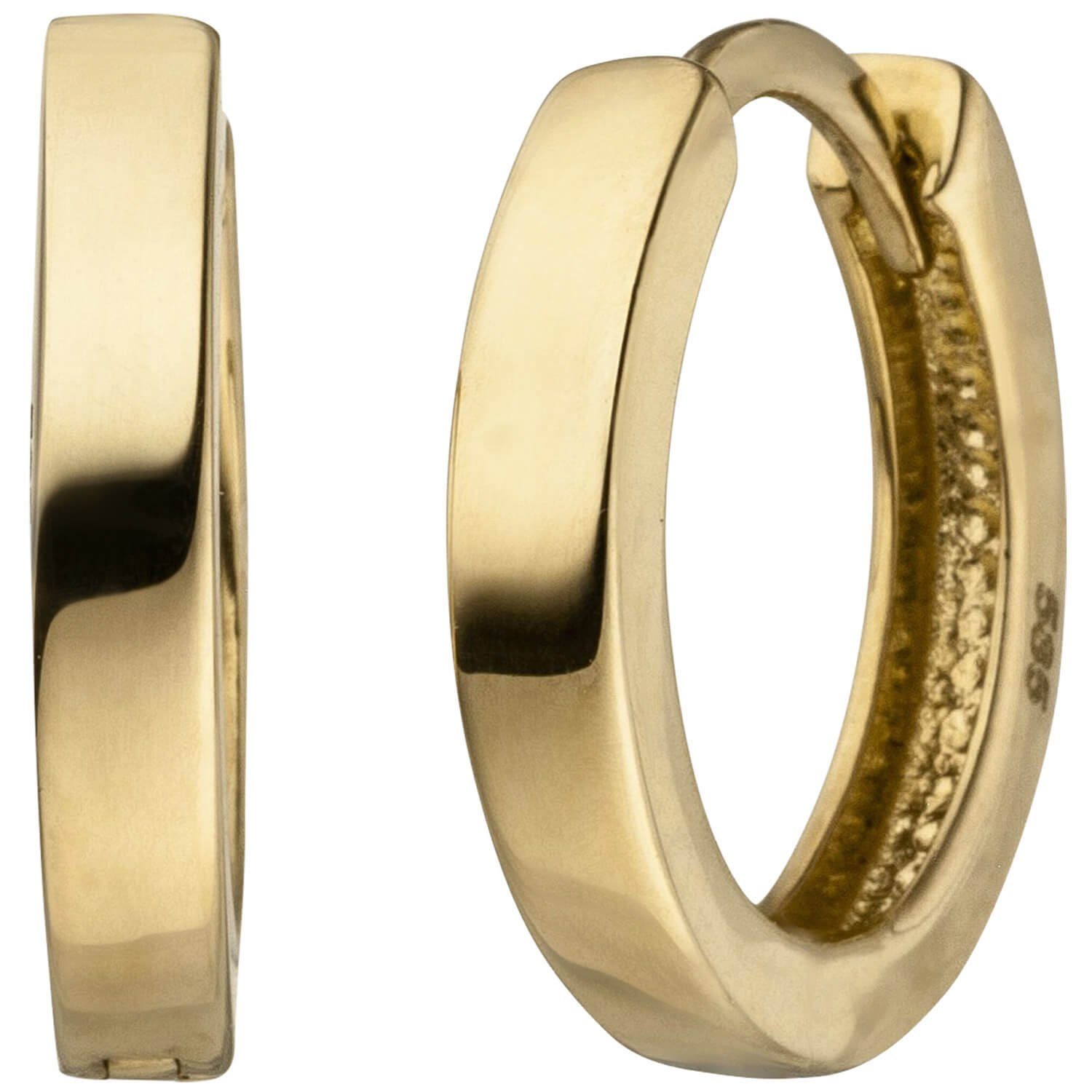 Schmuck Krone Paar Creolen Creolen 12,5x2mm, 585 Gelbgold, Gold 585