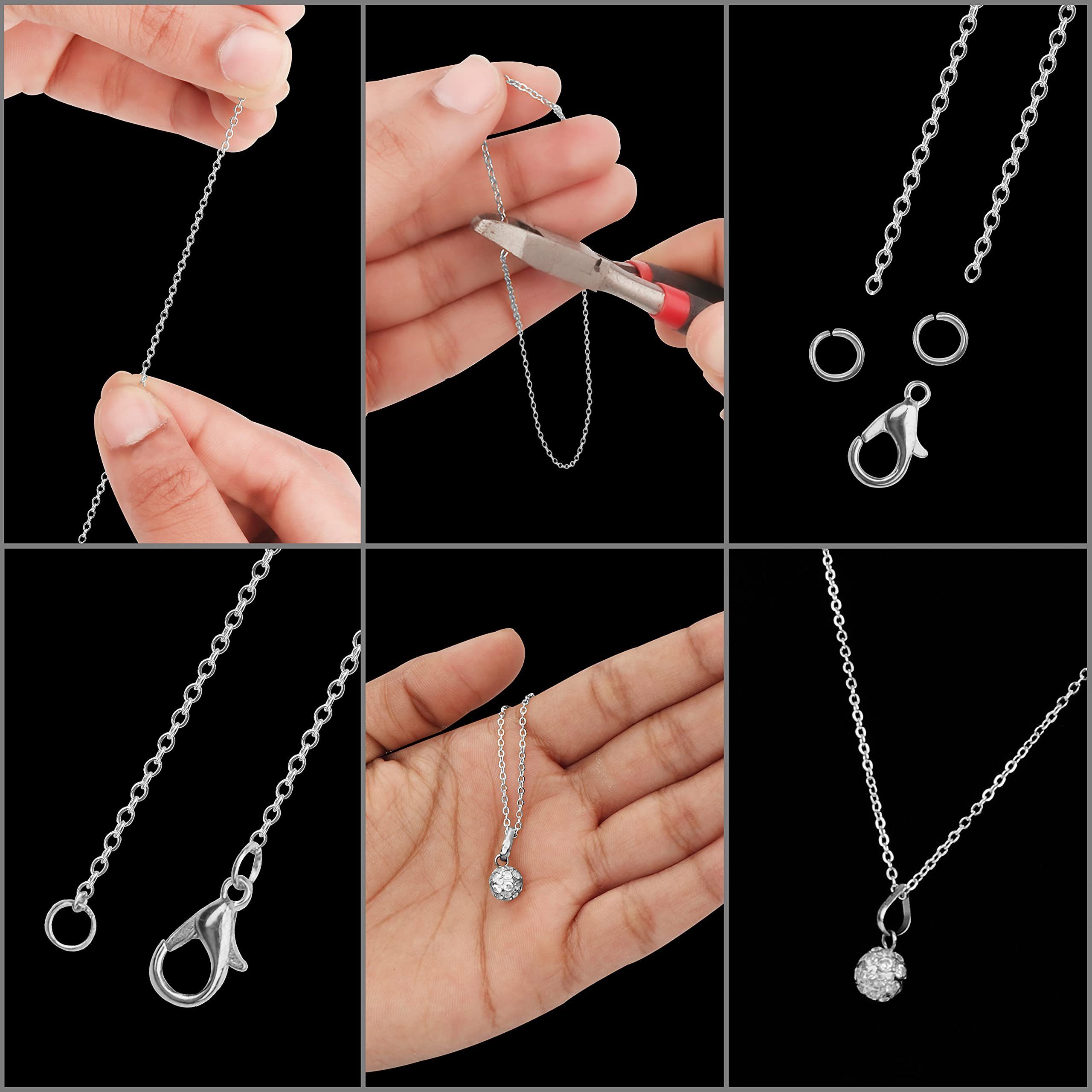 Silver DIY-Halsketten, Necklaces for Kurtzy 33ft Metall, für Chain 33ft Silberkette DIY Rundstahlkette