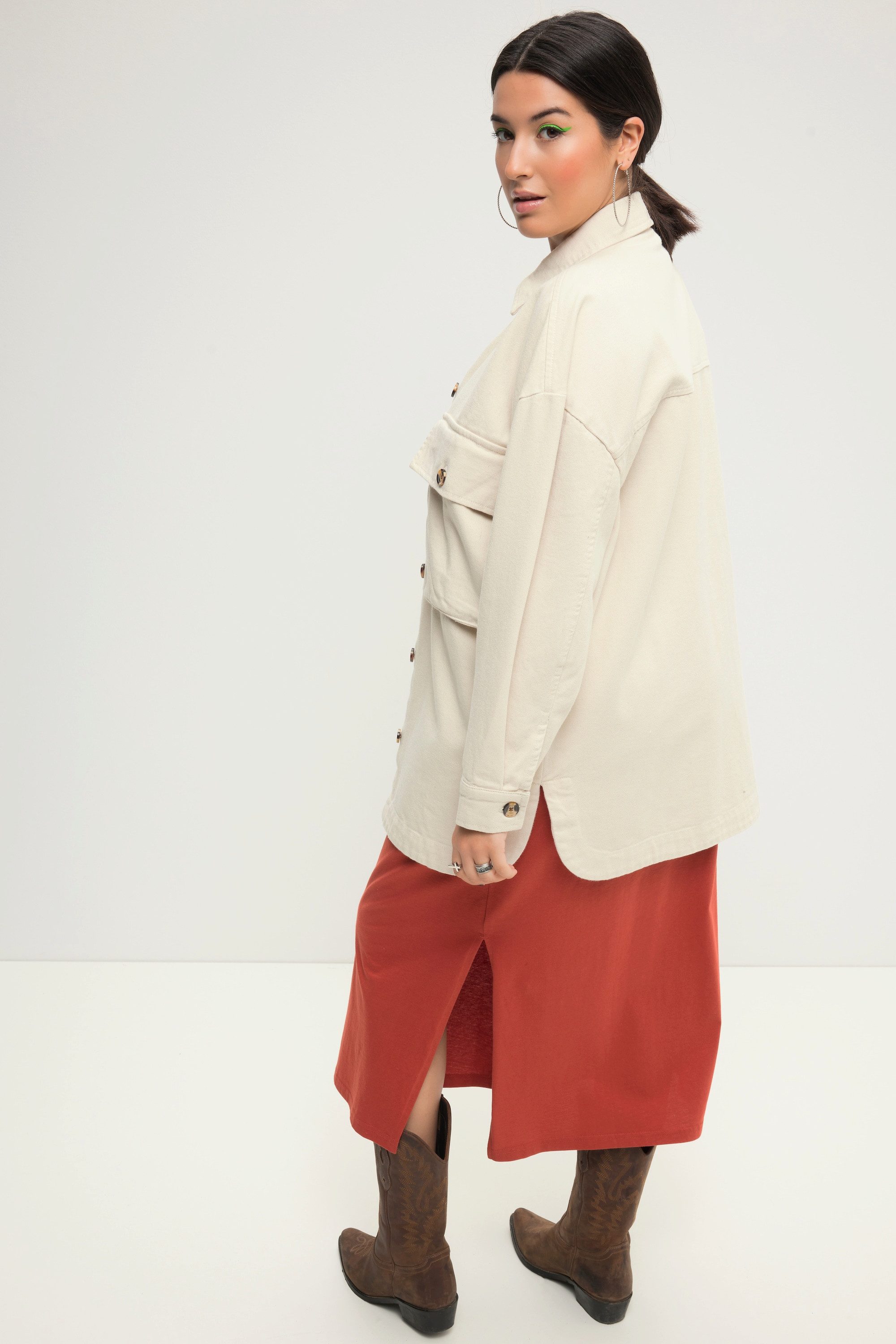 Studio Untold Hemdbluse Hemdjacke oversized Hemdkragen weiter Langarm