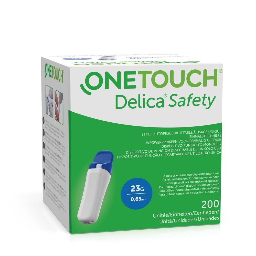 Lifescan Lanzetten Blutzucker OneTouch Delica Safety Einmalstechhilfe, 23,00G, 200 St., Spar-Set, Einmalstechhilfe, Einfaches 2-Schritte-Testen, 200 tlg., Präzises Stechen, Sanftes Gleiten, Sicherheit und Hygiene