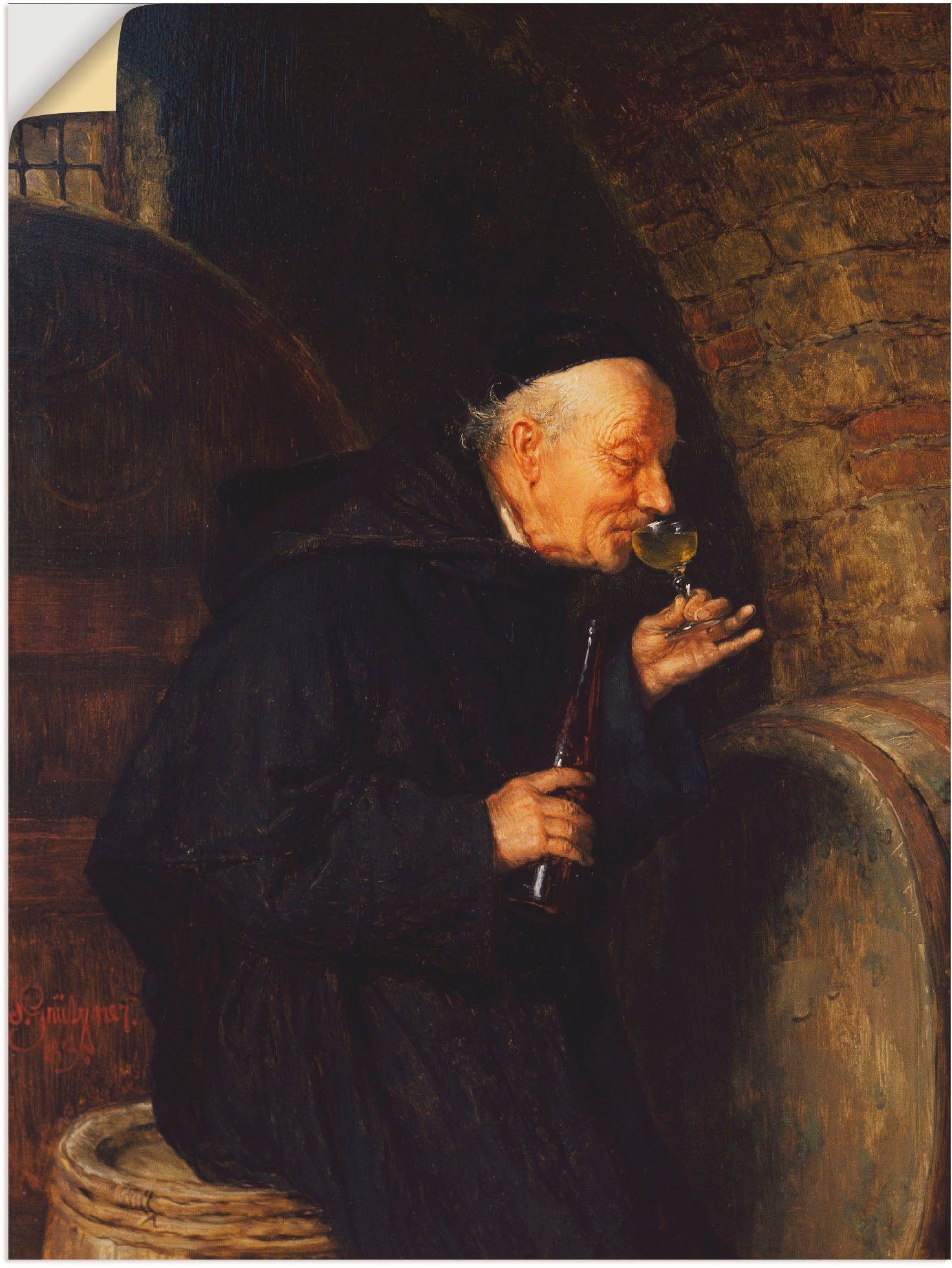 Artland Wandbild Die Weinprobe., Mann (1 St), als Leinwandbild, Wandaufkleber oder Poster in versch. Größen