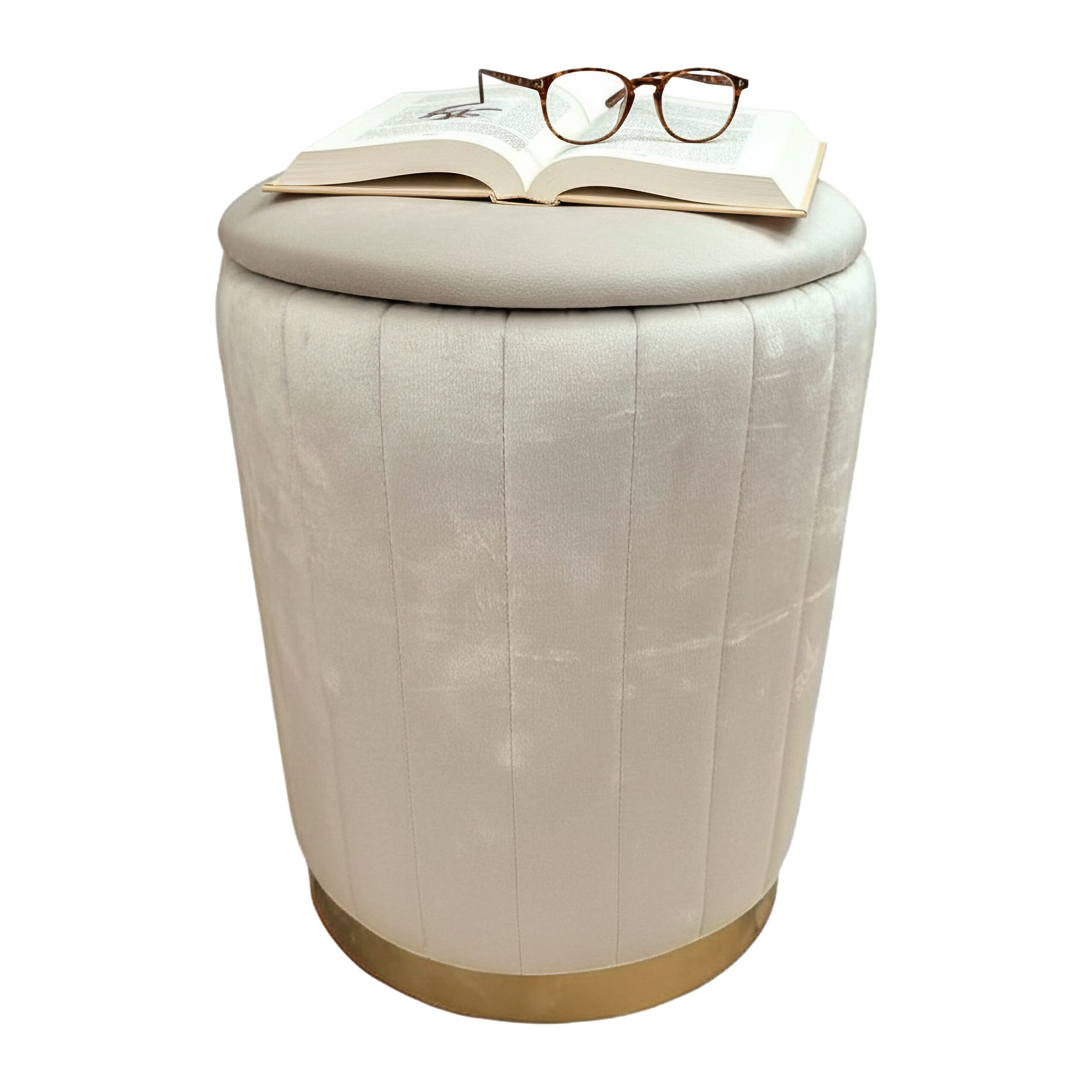 relaxdays Stauraumhocker Hocker aus Samt mit Stauraum, Beige günstig online kaufen