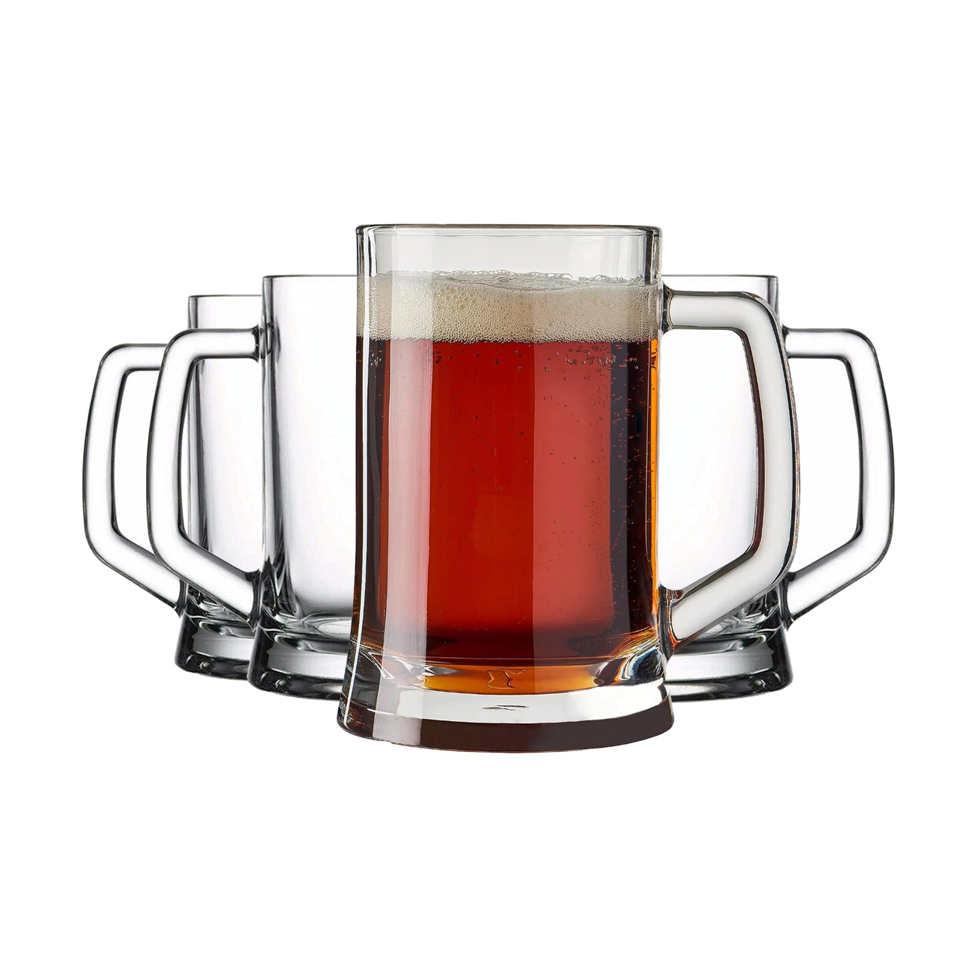 Pasabahce Стекло-Set Pub Bierkrug, Glas, 4er Set, 660ml, ideal für Bier, Radler, Softdrinks & Mixgetränke