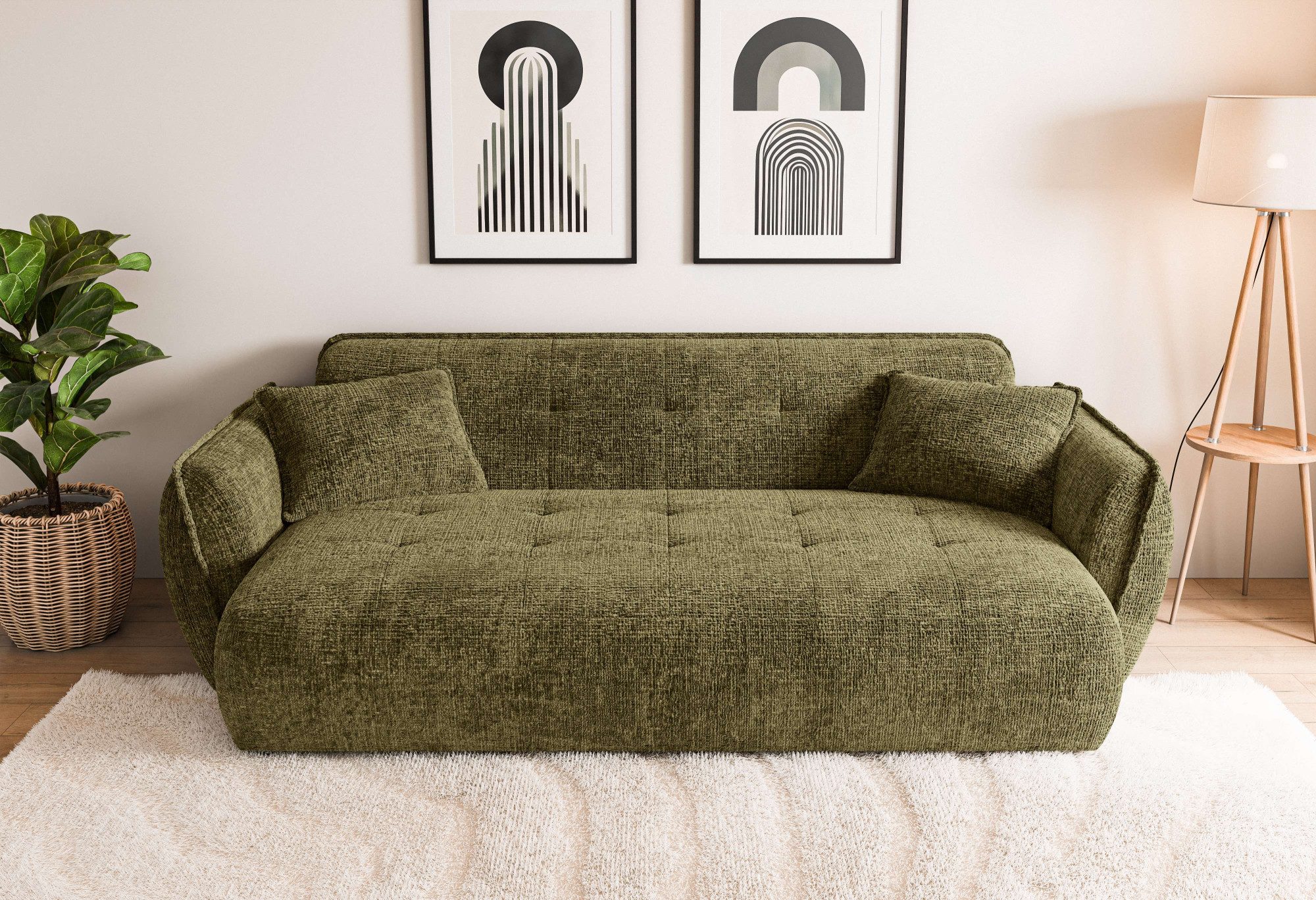 Home affaire Big-Sofa MIRELDA Design-Sofa mit Steppungen, hoher Sitzkomfort, Breite 251 cm, Sitztiefe 82,5 cm, elegant und bequem, Zierkissen, belastbar bis 480kg