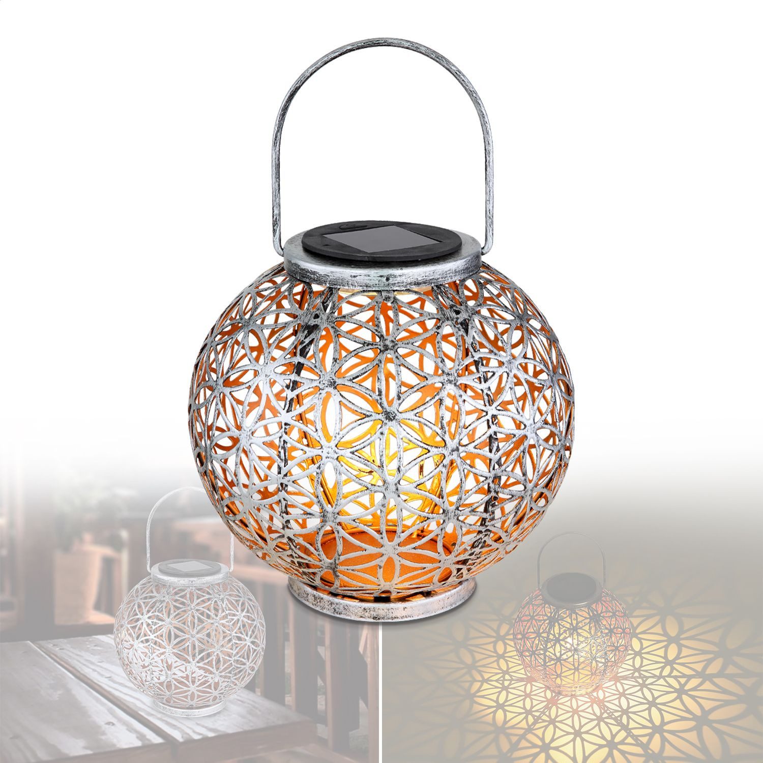 LED Solarleuchte Solarleuchte Garten Laterne Rund Solarlampe Außen Leuchte Solar LED