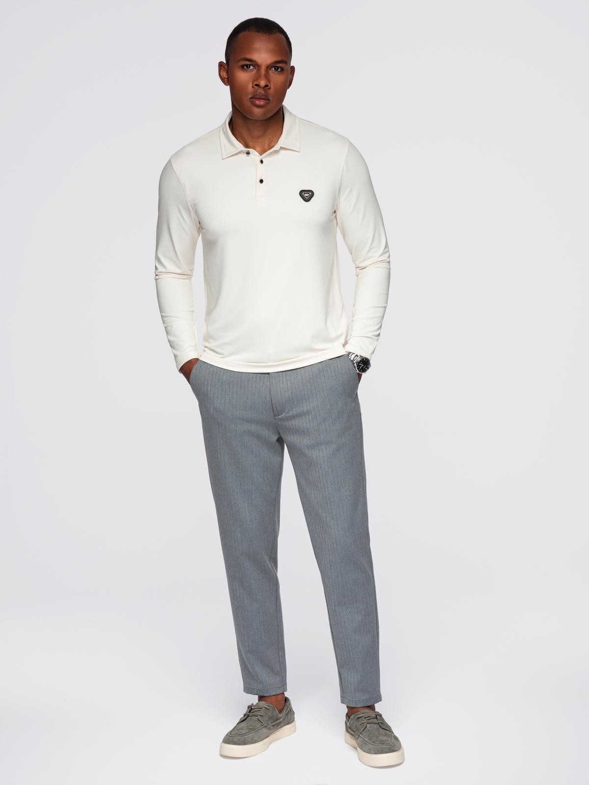 OMBRE Langarm-Poloshirt Polo-Shirt mit langen Ärmeln und eleganten Markenknöpfen