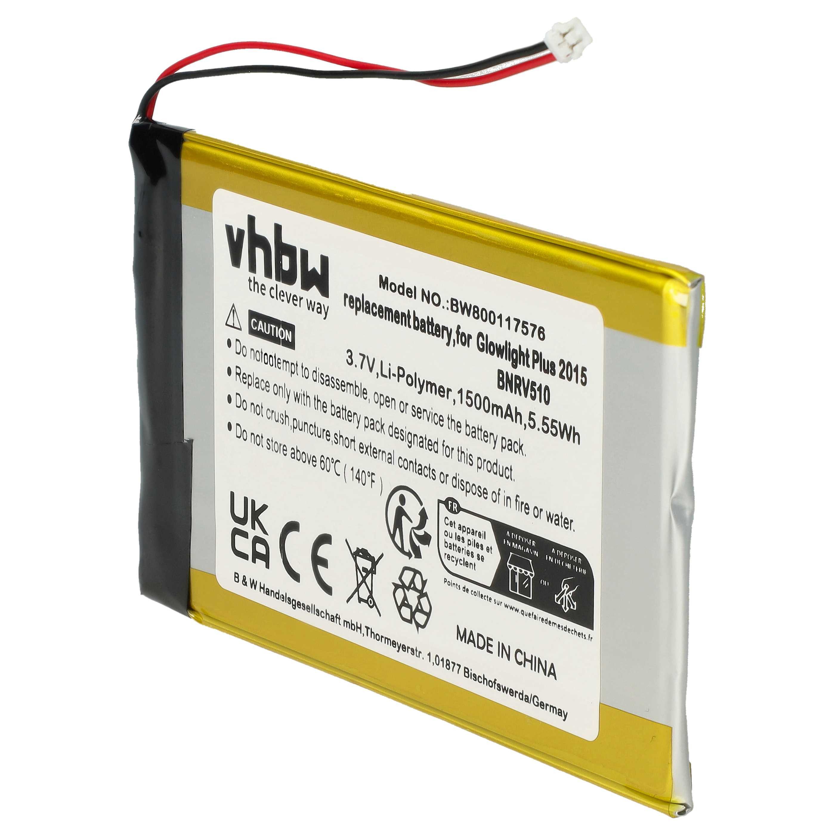 vhbw passend für Tolino Shine 2 HD, 1, 3 eBook Reader (1500 mAh, 3,7 V, Li- Akku Akku Li-Polymer 1500 mAh (3,7 V, 1 St), Leistungsfähiger Austausch-Akku für e-Book Reader, eReader