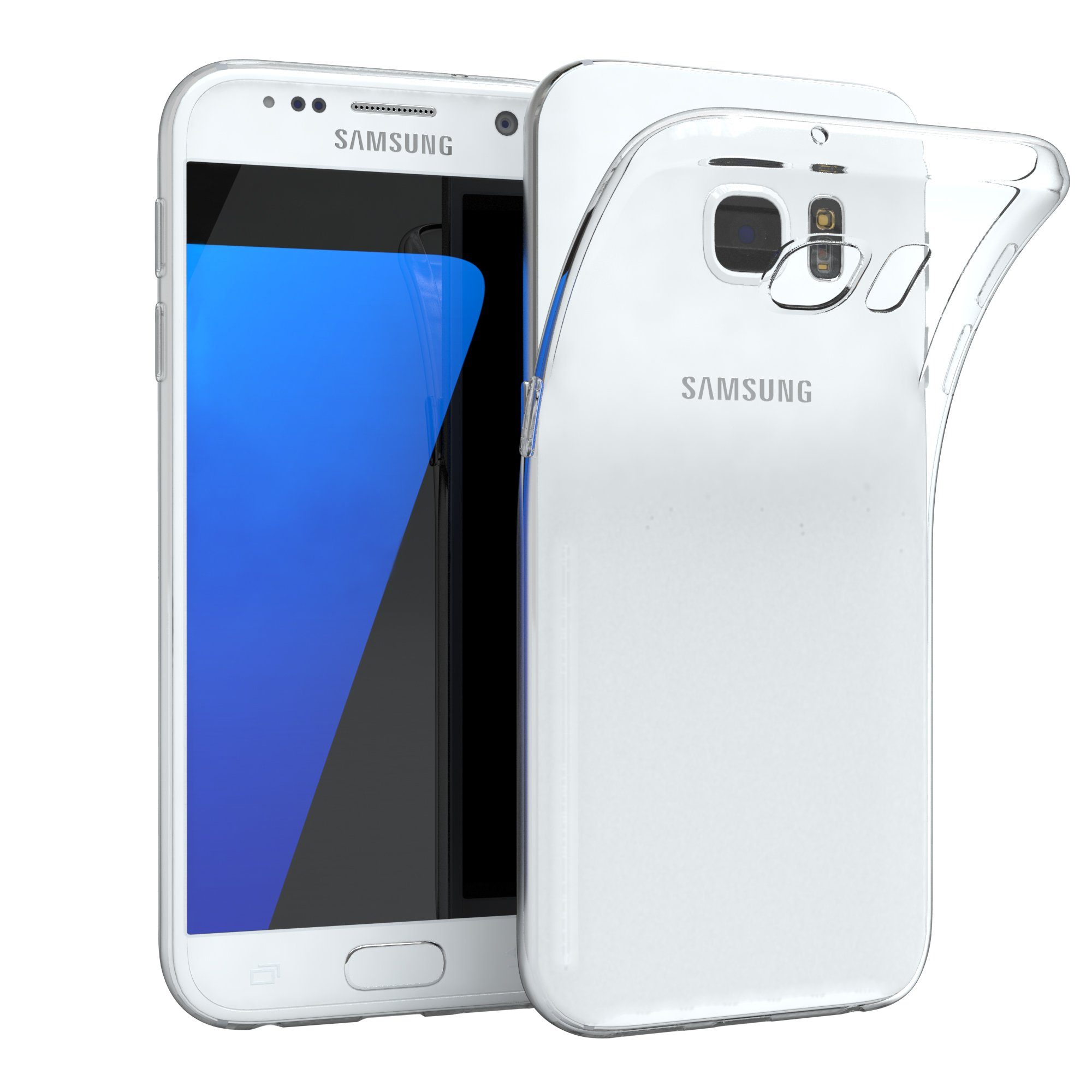 EAZY CASE Handyhülle Slimcover Clear für Samsung Galaxy S7 5,1 Zoll, durchsichtige Hülle Ultra Dünn Silikon Backcover TPU Telefonhülle Klar