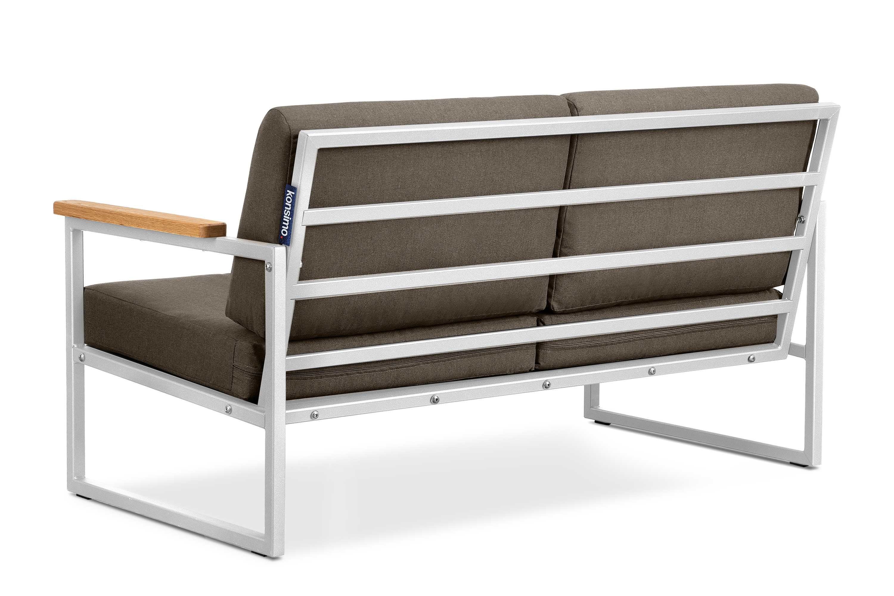 KONSIMO® Loungesofa TRIBO Gartensofa 2-Sitzer, hergestellt in der EU, 1x Gartensofa, Maße: 130x65x60 cm, wasser- und schmutzabweisende,pflegeleicht,Handarbeit