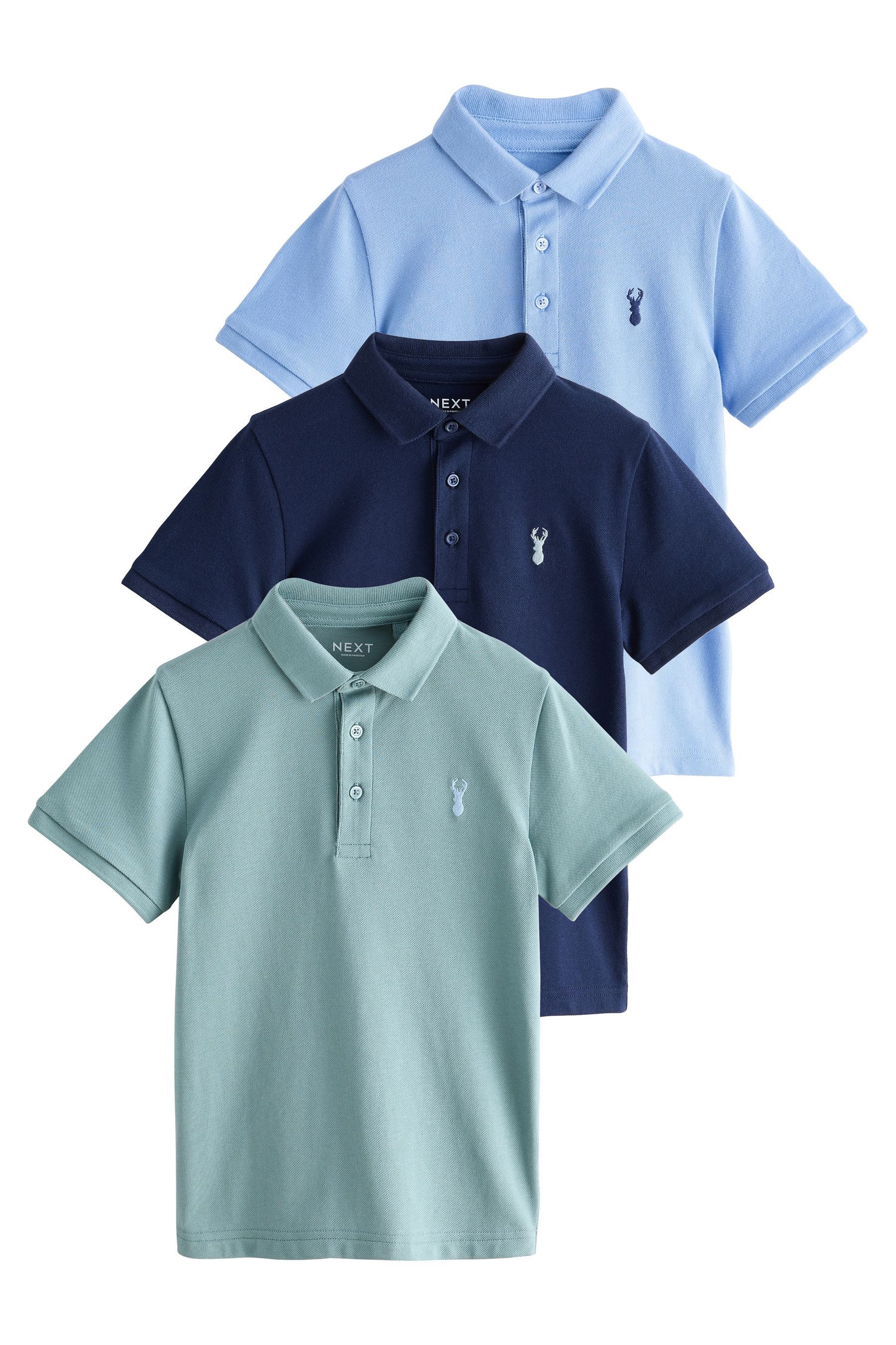 Next Poloshirt Kurzärmelige Polohemden im 3er-Pack (3-tlg)