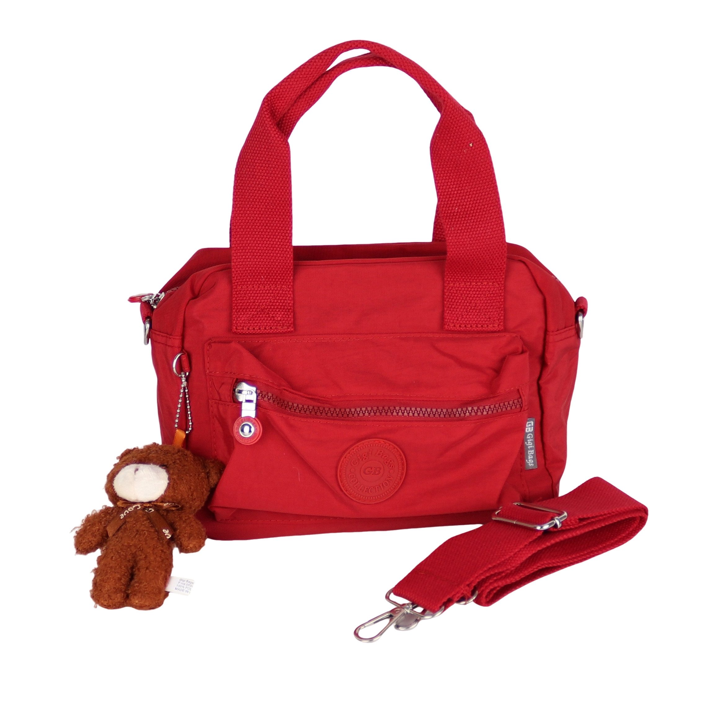 MIRROSI Umhängetasche Damen Schultertasche, Henkeltasche, ca.25x17x10 cm, Mit süßem Bär-Anhänger