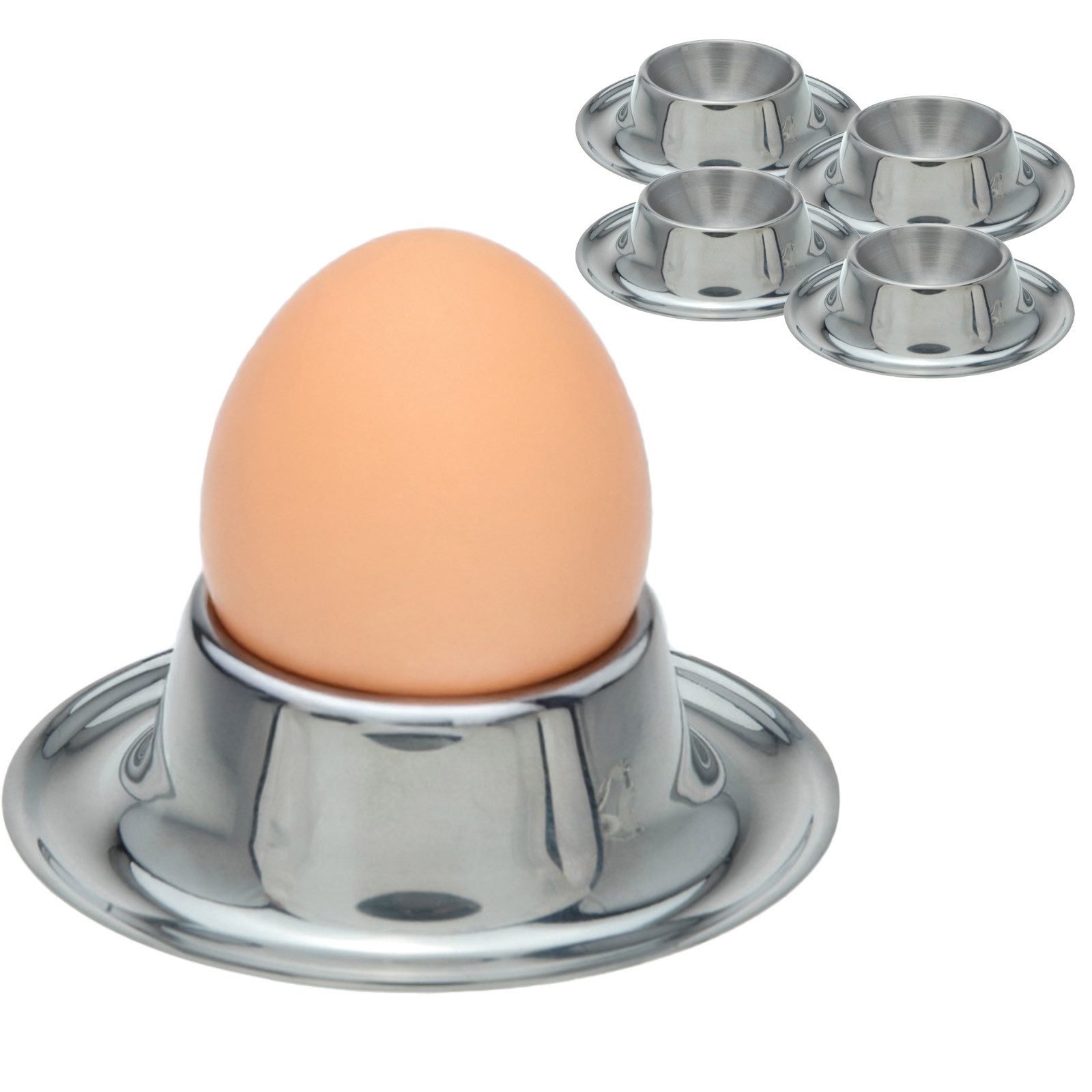 Koopman Eierbecher Edelstahl Rund 1/ 4 er Set, (Stück, 4-tlg., Packung), 4 Stk, Metall, Ø8cm, Lebensmittelecht, Spülmaschinengeeignet