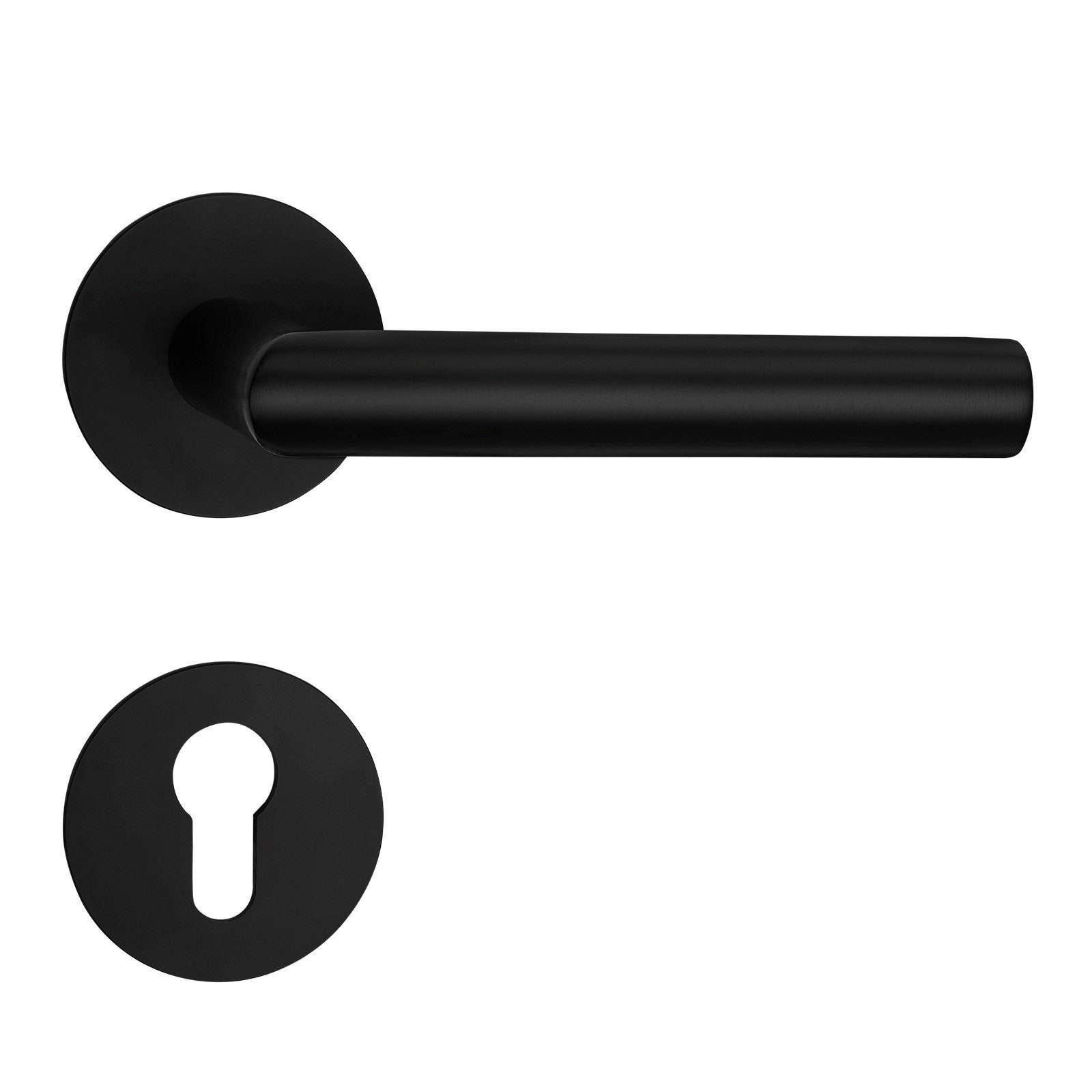 SO-TECH® Drückergarnitur THORE Edelstahl, Flachrosetten, magnetische Cliptechnik, Buntbart Türgarnitur für Zimmertür schwarz galvanisiert