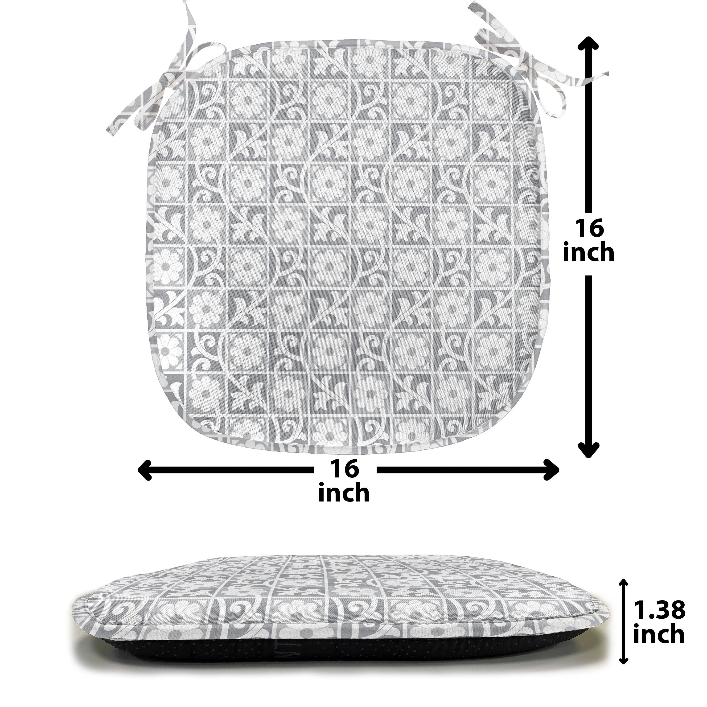 Stuhlkissen wasserfestes Abakuhaus mit Blumenverzierungen Küchensitze, Silber Kissen für Dekoratives Königliche Riemen