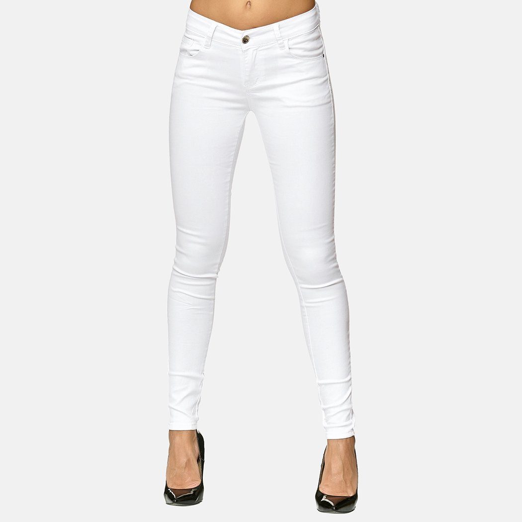 Elara Slim-fit-Jeans Elara Damen Stretch Hose Push Up Jeans (1-tlg) Weiß
